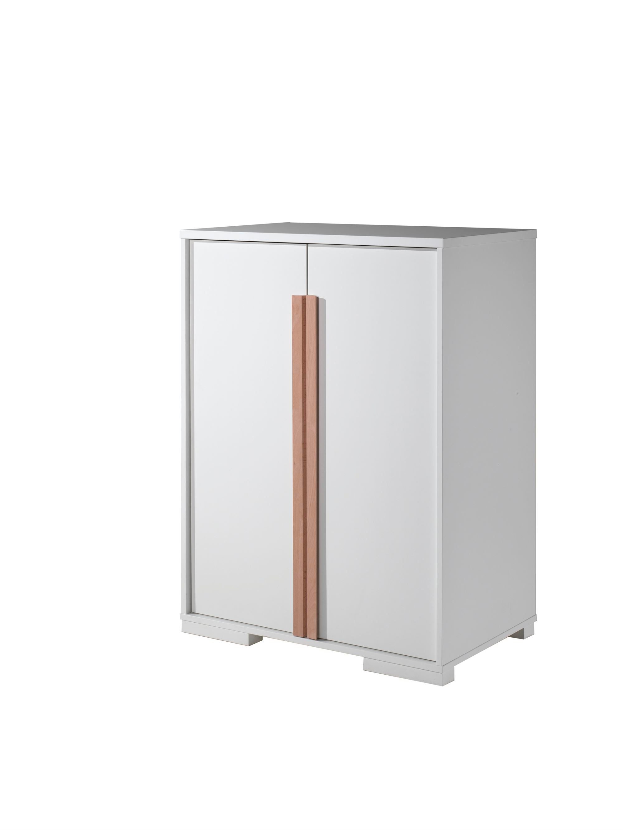 58 aufm Kessel Kleiderschrank Wäscheschrank Kariotta 86x56x116 Schrank Massivholz+Holzwerkstoff Weiß (inkl. Versand, Lieferung bis Verwendungsstelle) Wäscheschrank mit 2 Drehtüren, verstellbare Böden, 3 geräumige Fächer