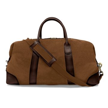 DRAKENSBERG Reisetasche Weekender »David« (L) Umbra-Braun, Herren, Damen, im Vintage-Design, Canvas und Büffelleder, handgemacht