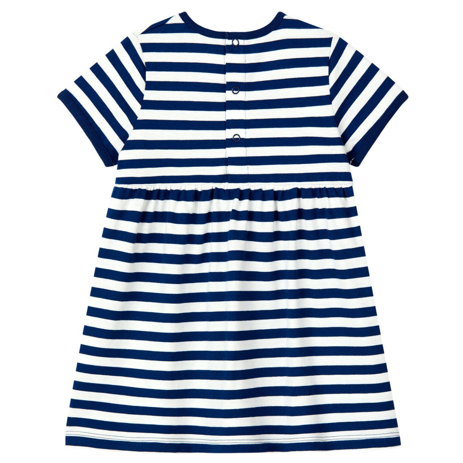 weiß blau kurzärmeliges / gestreiftes A-Linien-Kleid Bateau Petit Baby in Petit Bateau Kleid