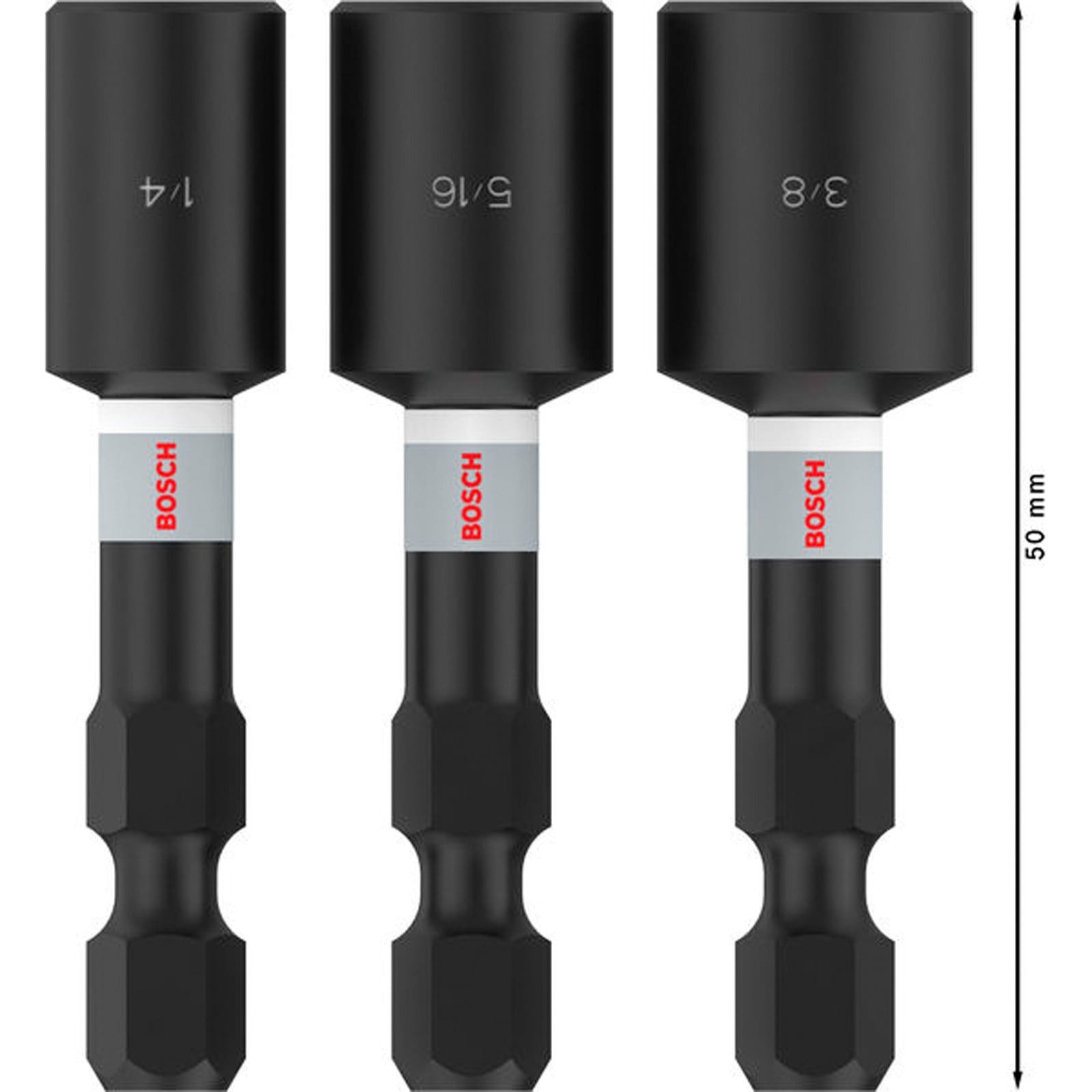 BOSCH Stecknuss Bosch PRO Nutsetter Impact 1/4" x 50 mm 5/16" x 50 mm 3/8" x 50 mm 1 7