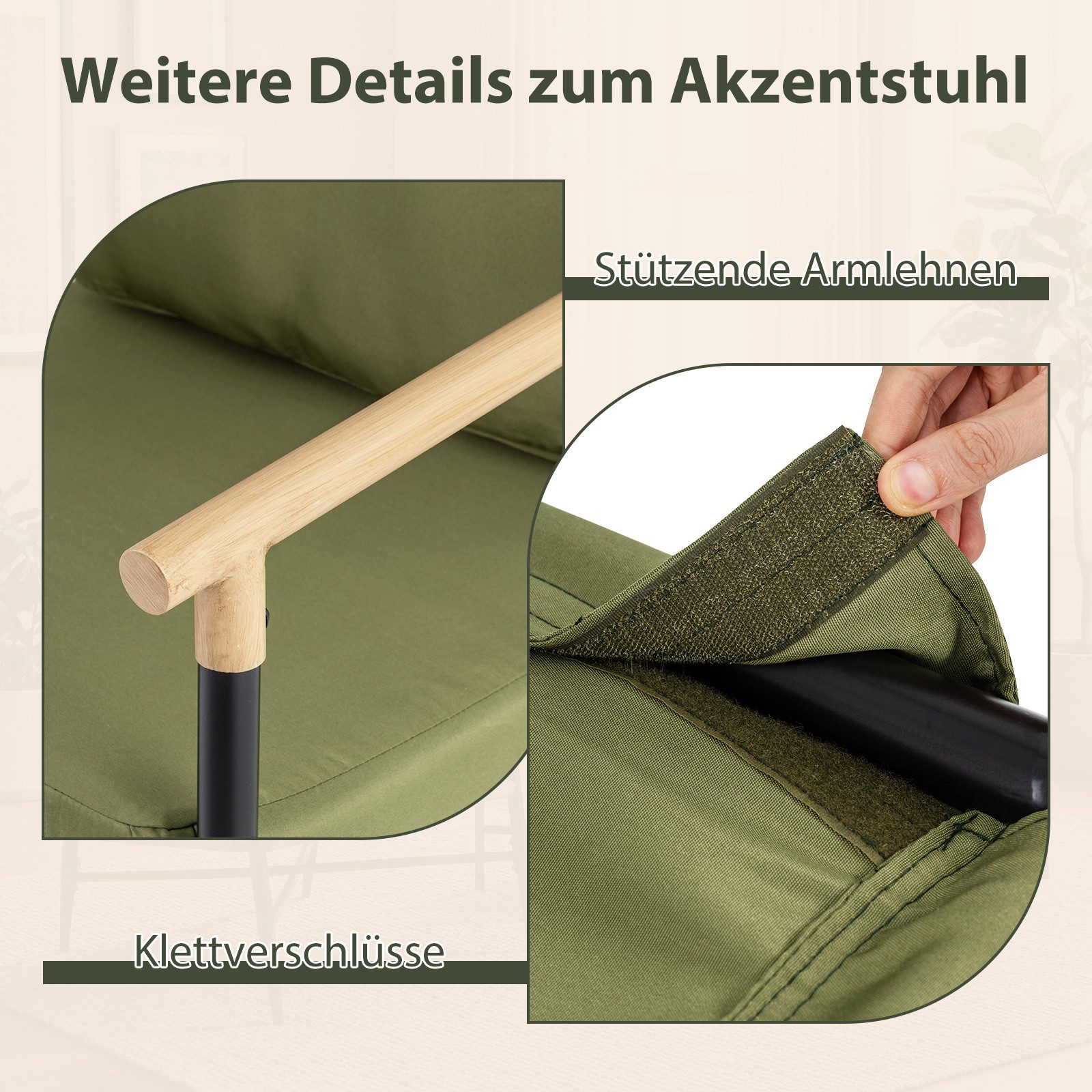 COSTWAY Relaxsessel, Gepolsterter Loungesessel mit Armlehnen, Rückenkissen