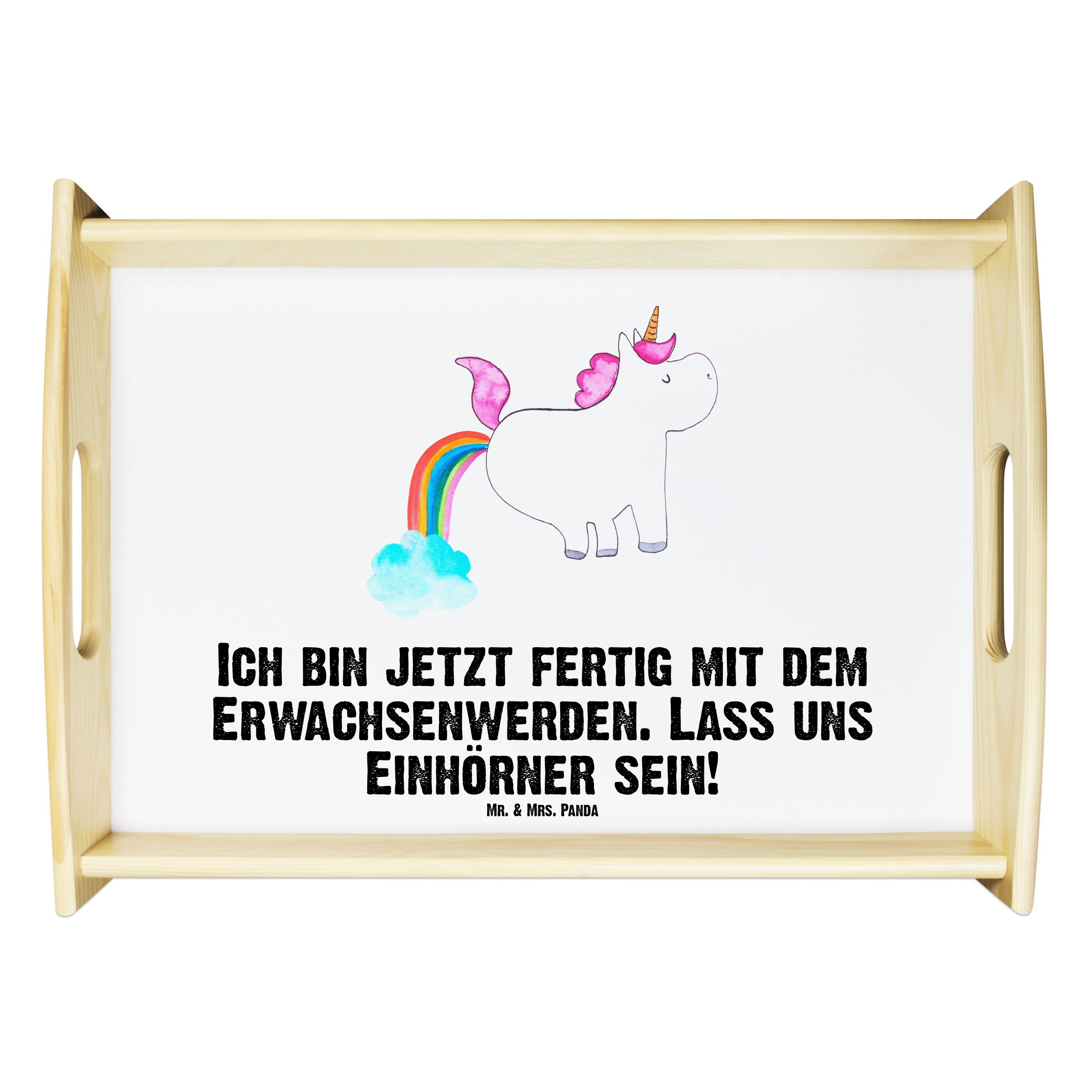 Mrs. Tablett Geschenk, - Echtholz Pupsend Weiß Pegasus, Einhörner, Einhorn lasiert, Unicorn, Panda - Spaß, & (1-tlg) Mr.