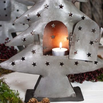 Paulslandhaus Adventsleuchter Tannenbaum Teelichthalter Metall Windlicht Weihnachtsbaum