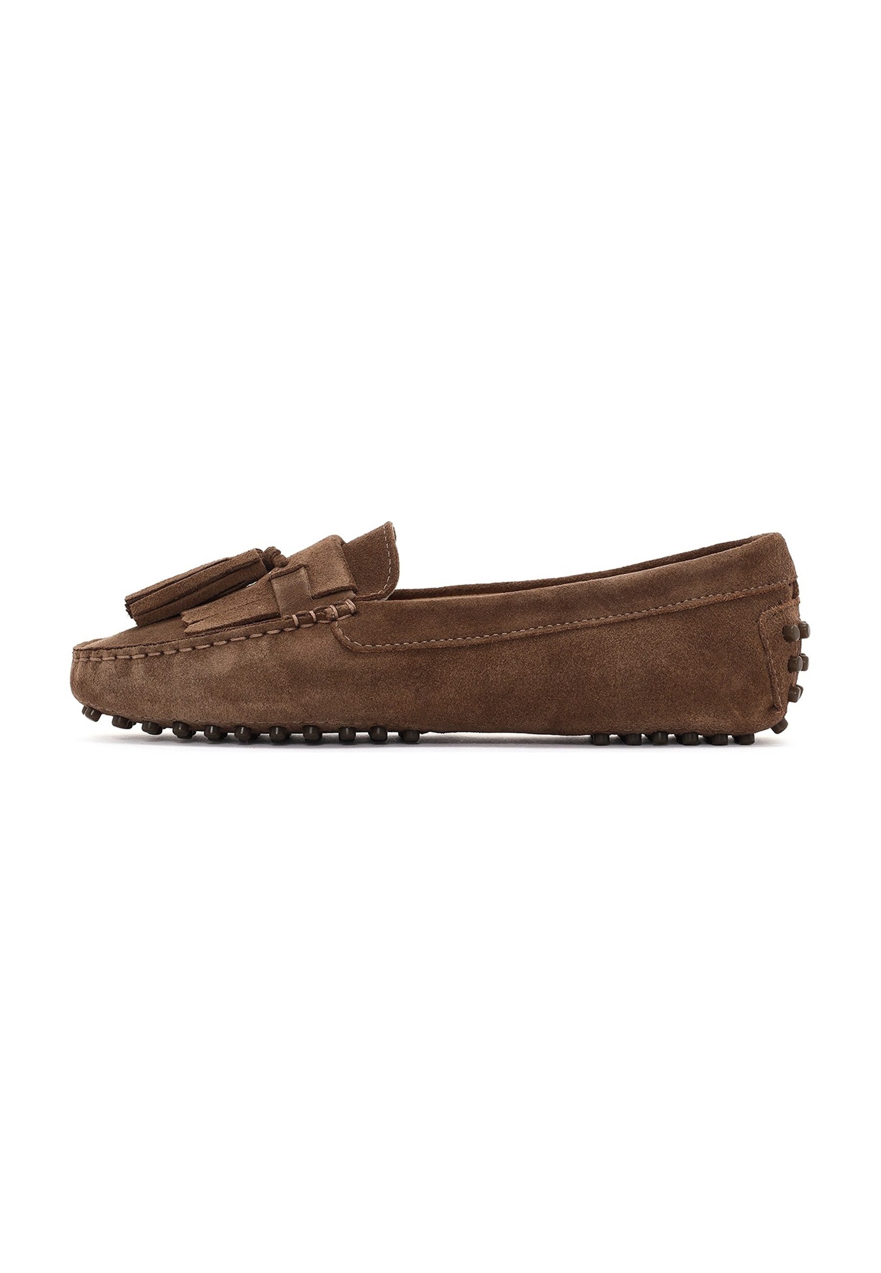 Derimod Loafer aus Veloursleder Loafer Echtes Wildleder, Lederfutter, TPU-Sohle, Quastendetail