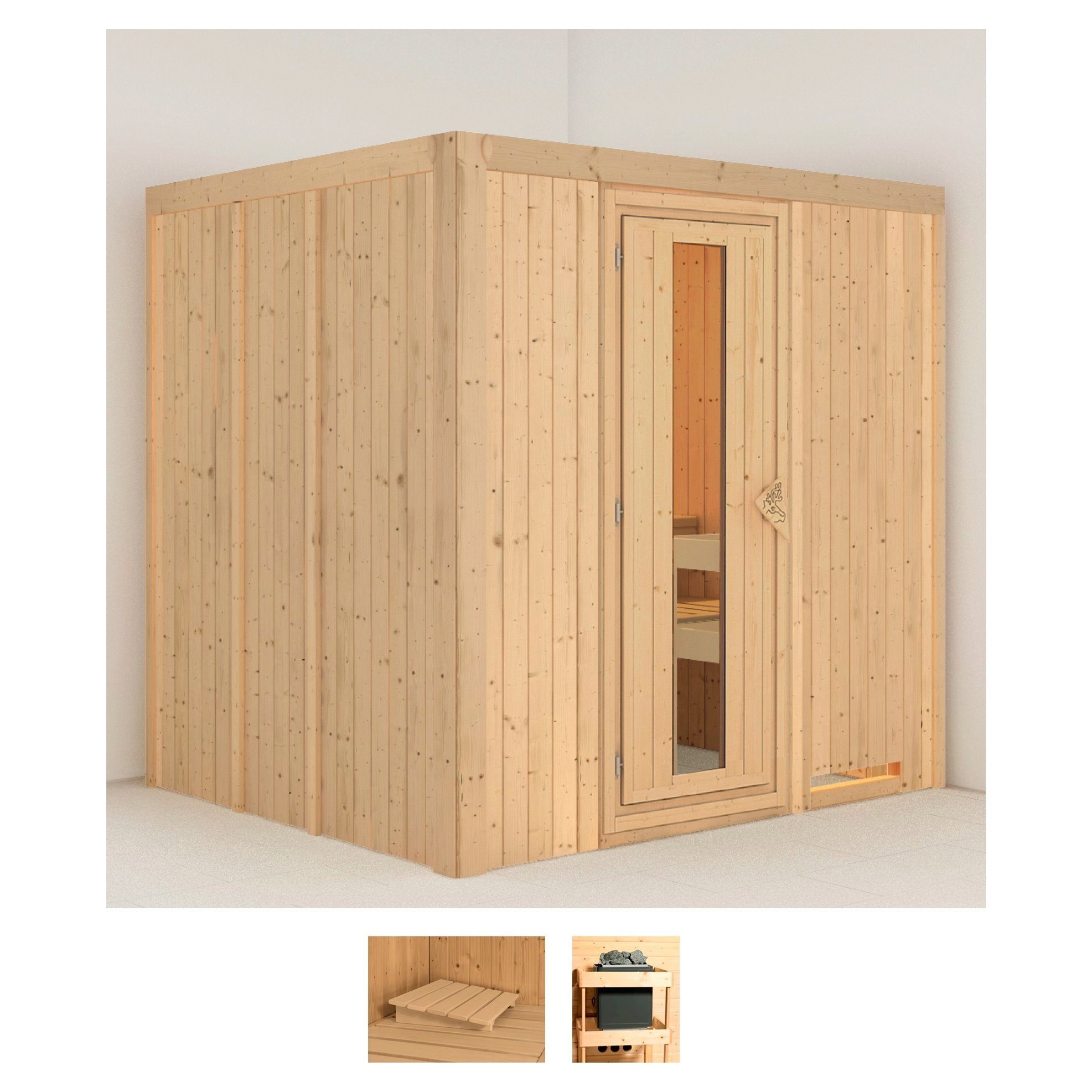 Karibu Sauna Sodin, BxTxH: 196 x 170 x 198 cm, 68 mm, (Set) ohne Ofen