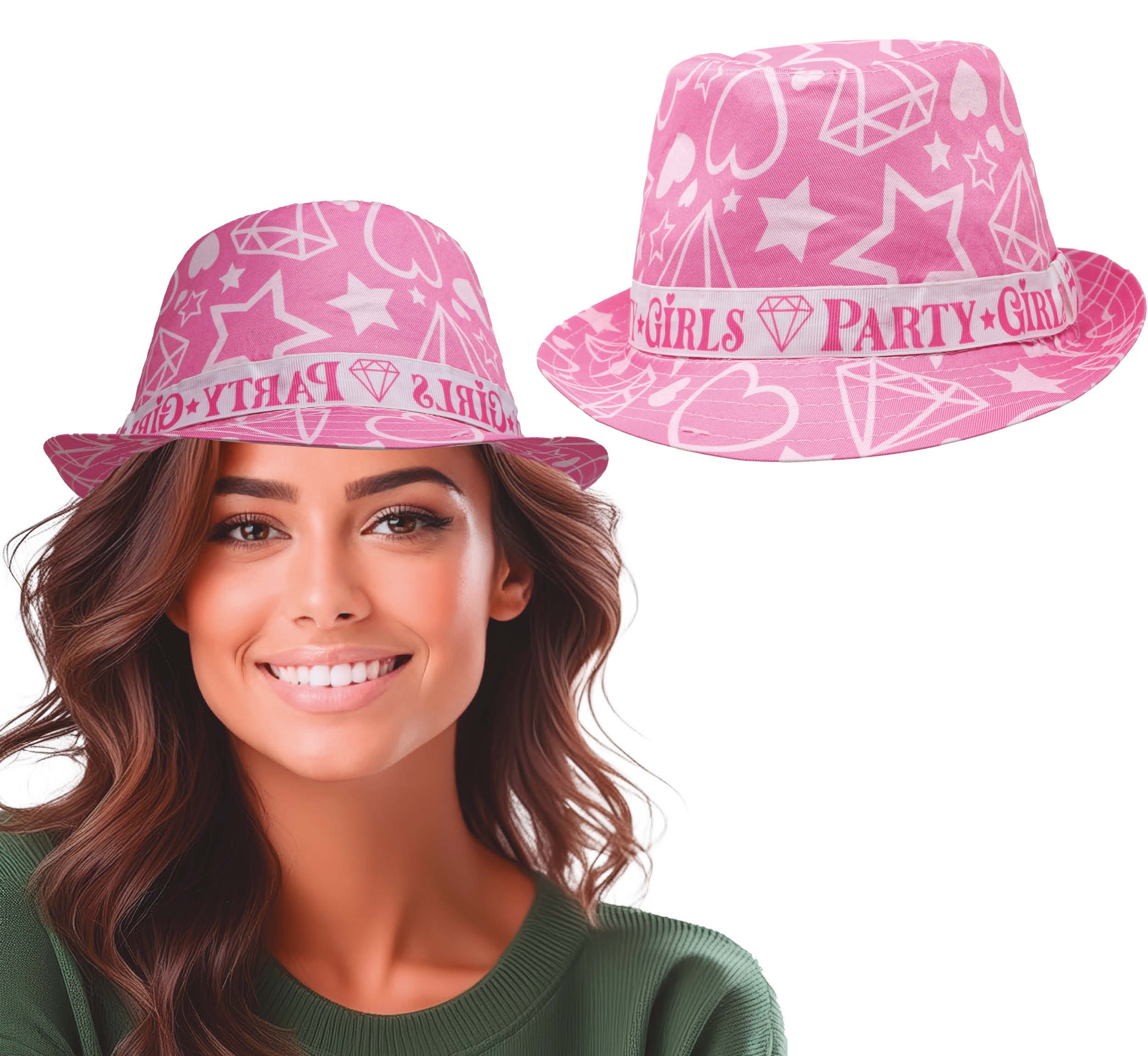 Fiestas Guirca Kostüm, Junggesellenabschied Pink Hut Karneval Party Accessoire für Erwachsen