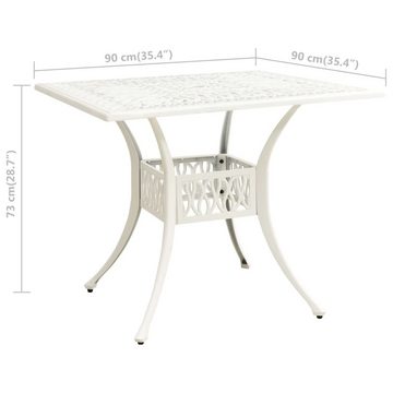 furnicato Gartentisch Weiß 90x90x73 cm Aluminiumguss