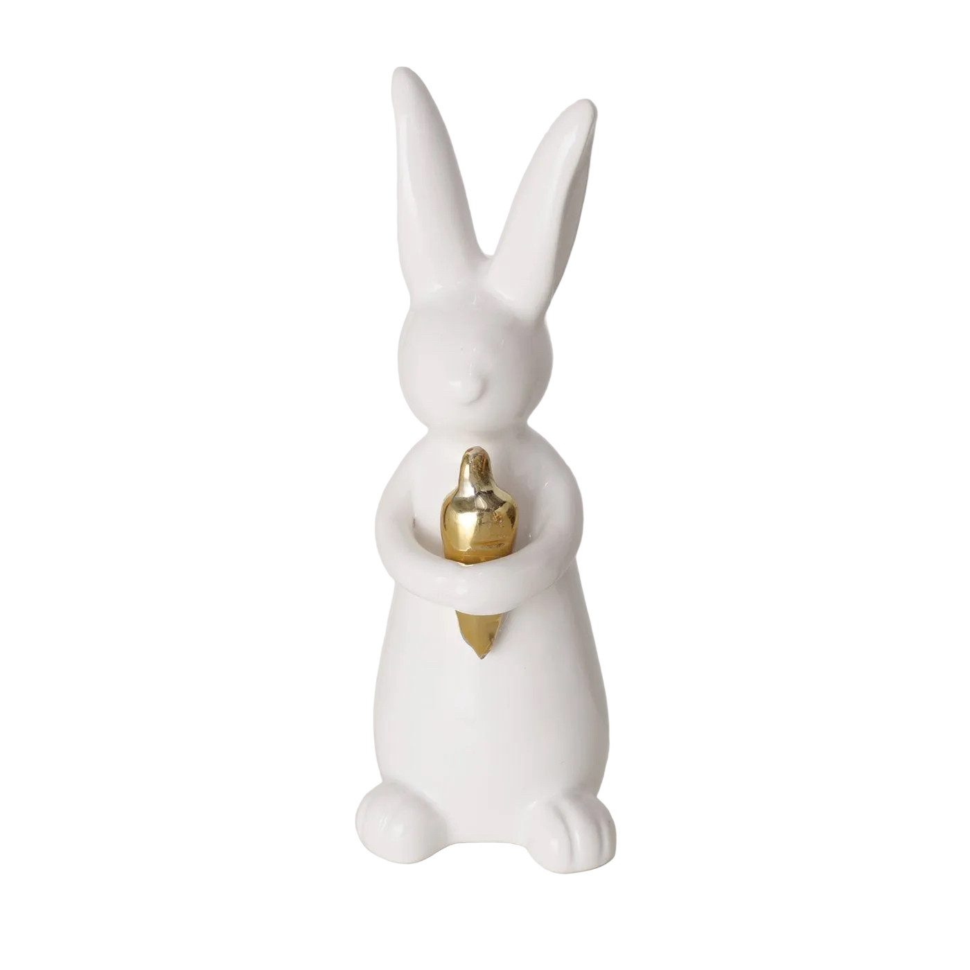 BOLTZE Osterfigur Keramik Deko Hase Hopsi Weiß Gold Handarbeit (1 St)