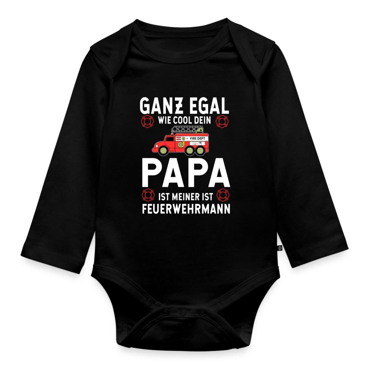 Spreadshirt Langarmbody Feuerwehr Papa Lustiger Spruch Feuerwehrmann Tages Baby Body Langarm (1-tlg)