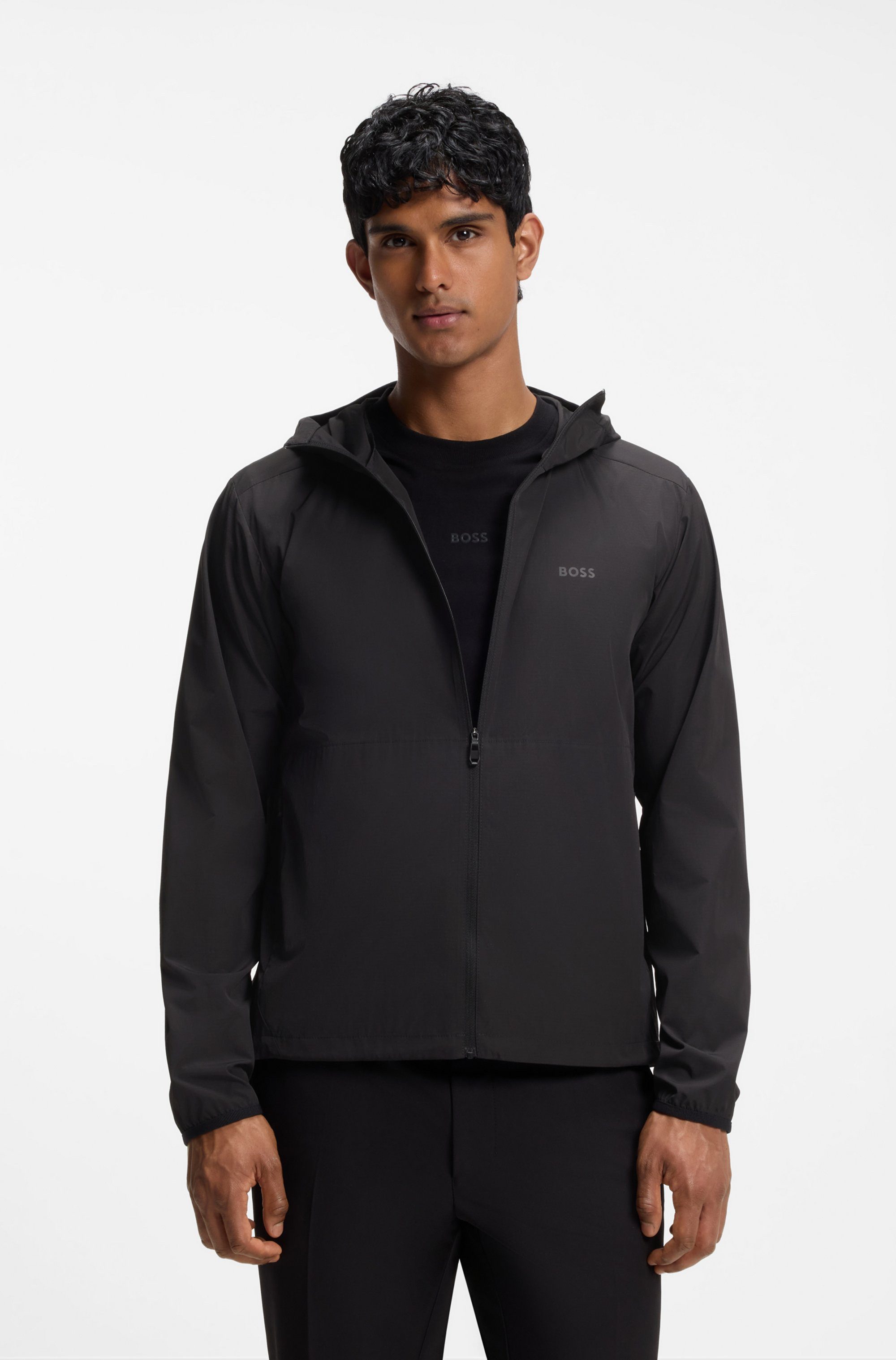 BOSS GREEN Windbreaker Regular Fit, Superleichte Qualität, Packfunktion innen in der Kapuze