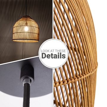 Paco Home Pendelleuchte LINNU, ohne Leuchtmittel, Korblampe Rattan Pendelleuchte Wohnzimmer Boho Deckenlampe Natur