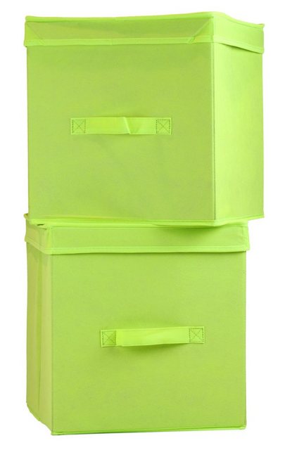 ARTRA Dekokorb (4 St), Ordnungsboxen „Levi“ Grün 2x 2er SET Aufbewahrungsbox Stoff Aufbewahrungskorb Faltbar Spielzeugkiste Einschubkorb Regalbox Stoffbox Faltbox Regaleinsatz