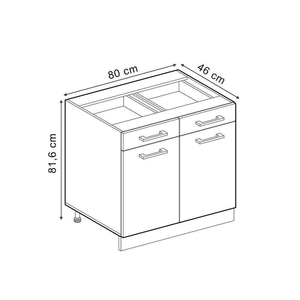 Vicco Unterschrank R-Line, Beton/Goldkraft Eiche, 80 günstig online kaufen