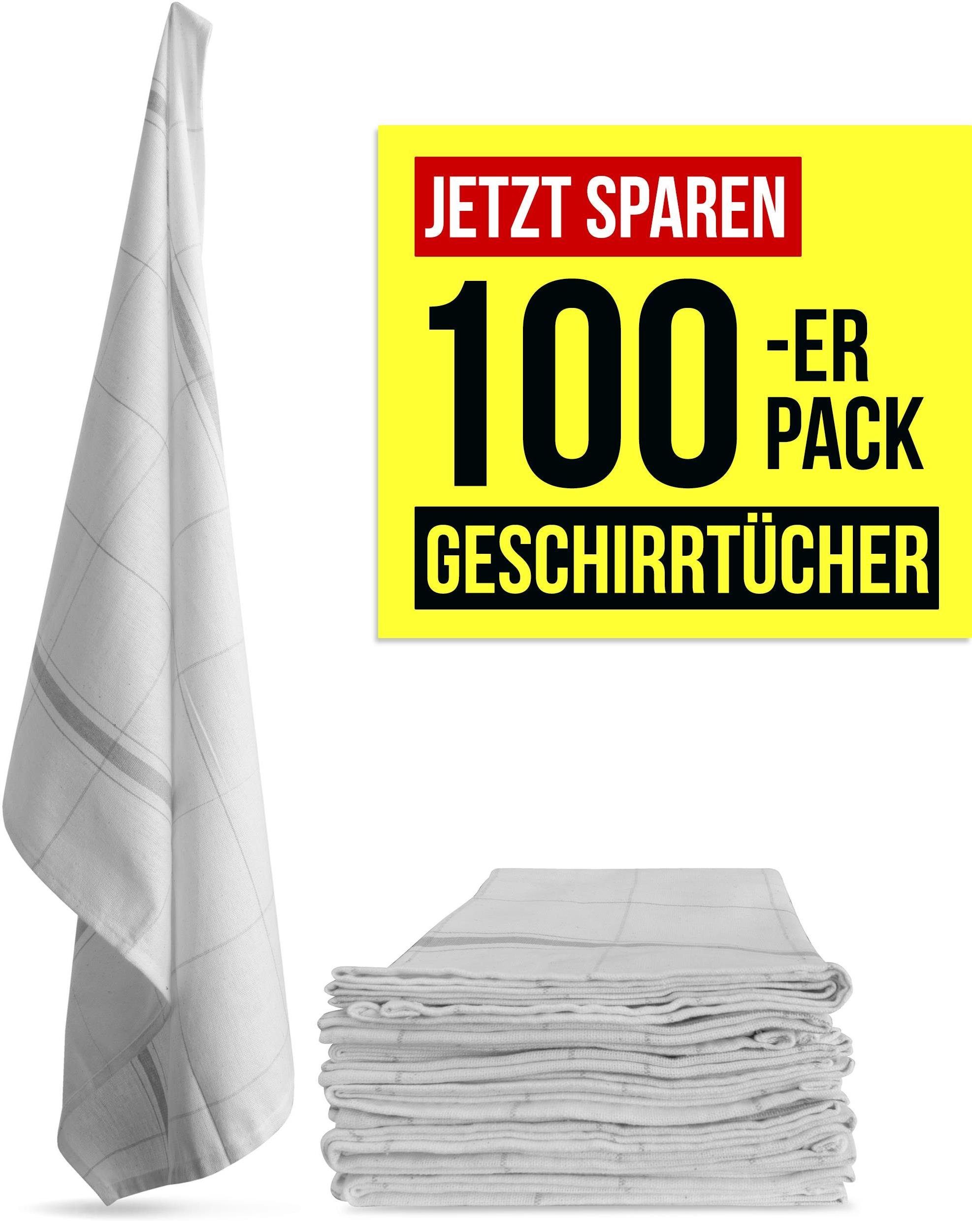 Geschirrtücher Grau aus Küchentücher Baumwolle, kariert (10er Pack), Aspero 100 Geschirrtuch Geschirrhandtücher