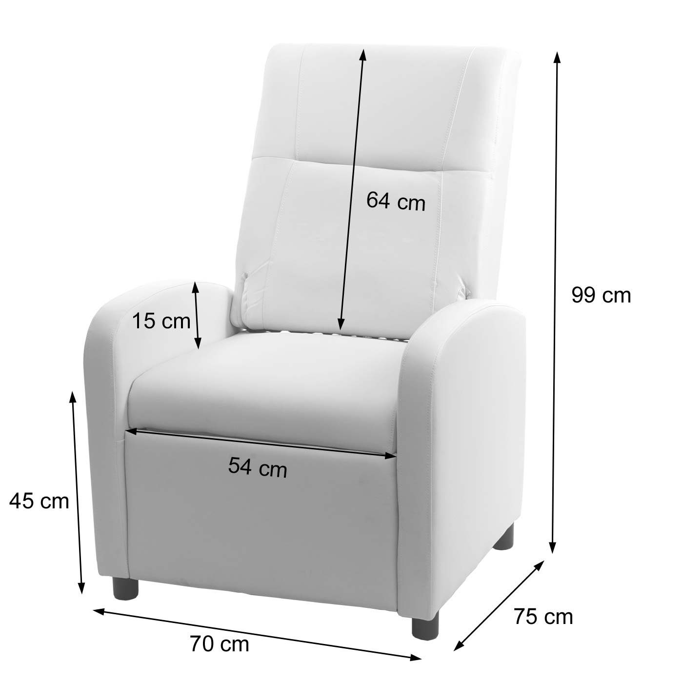 MCW TV-Sessel MCW-H18, Synchrone der Verstellung der Rücken- Verstellung und Rückenlehne Fußlehne, Klappbare Rücken- Fußlehne, Synchrone weiß und