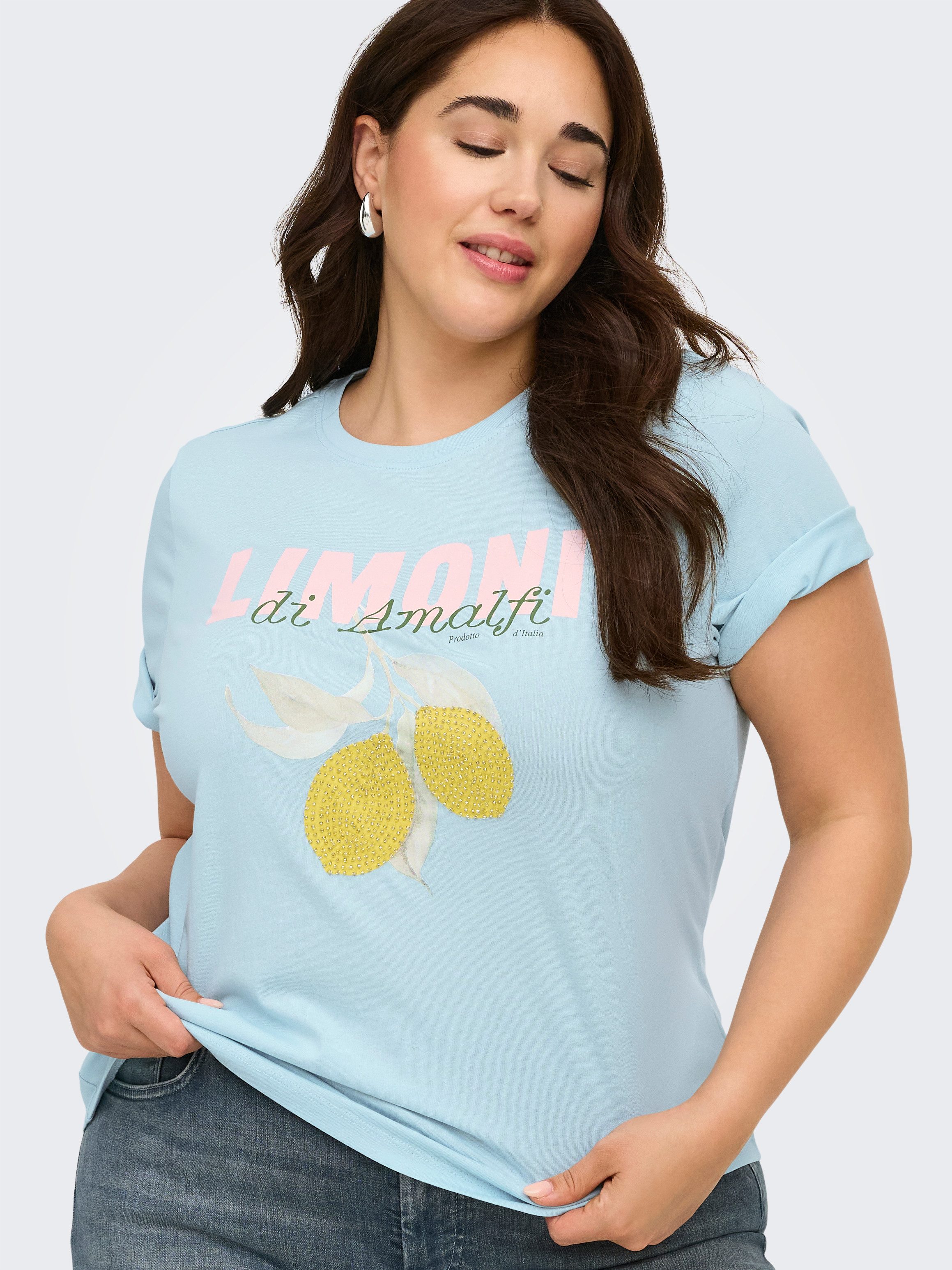 ONLY CARMAKOMA Kurzarmshirt CARKITA LIFE S/S PEARL TOP JRS