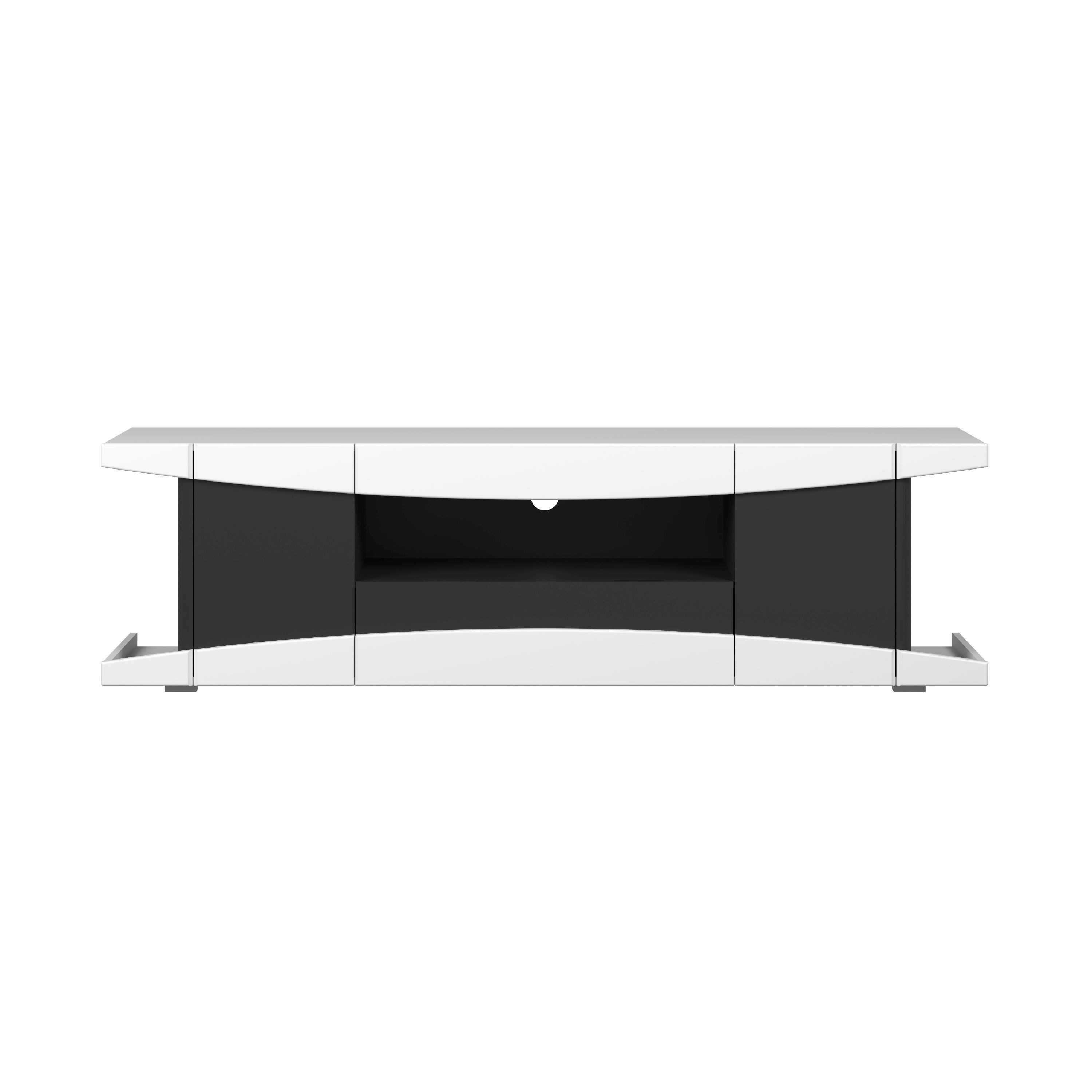 trendteam Lowboard LevelUp, Gaming Tv Schrank Softclose Schwarz Weiß 180 x 52 x 42 cm