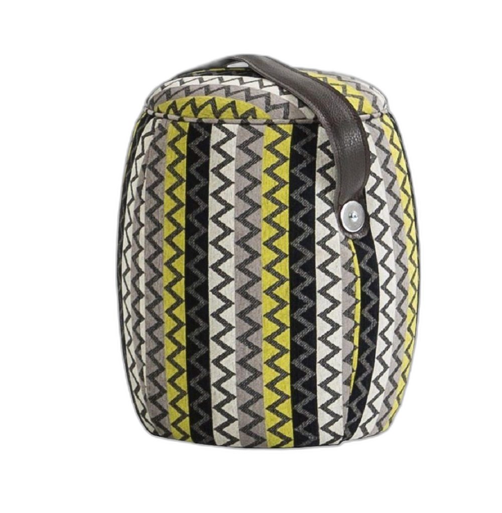 Xlmoebel Pouf Sitzpuff aus Textil in Grau und Grün (1-St), Hergestellt in Europa