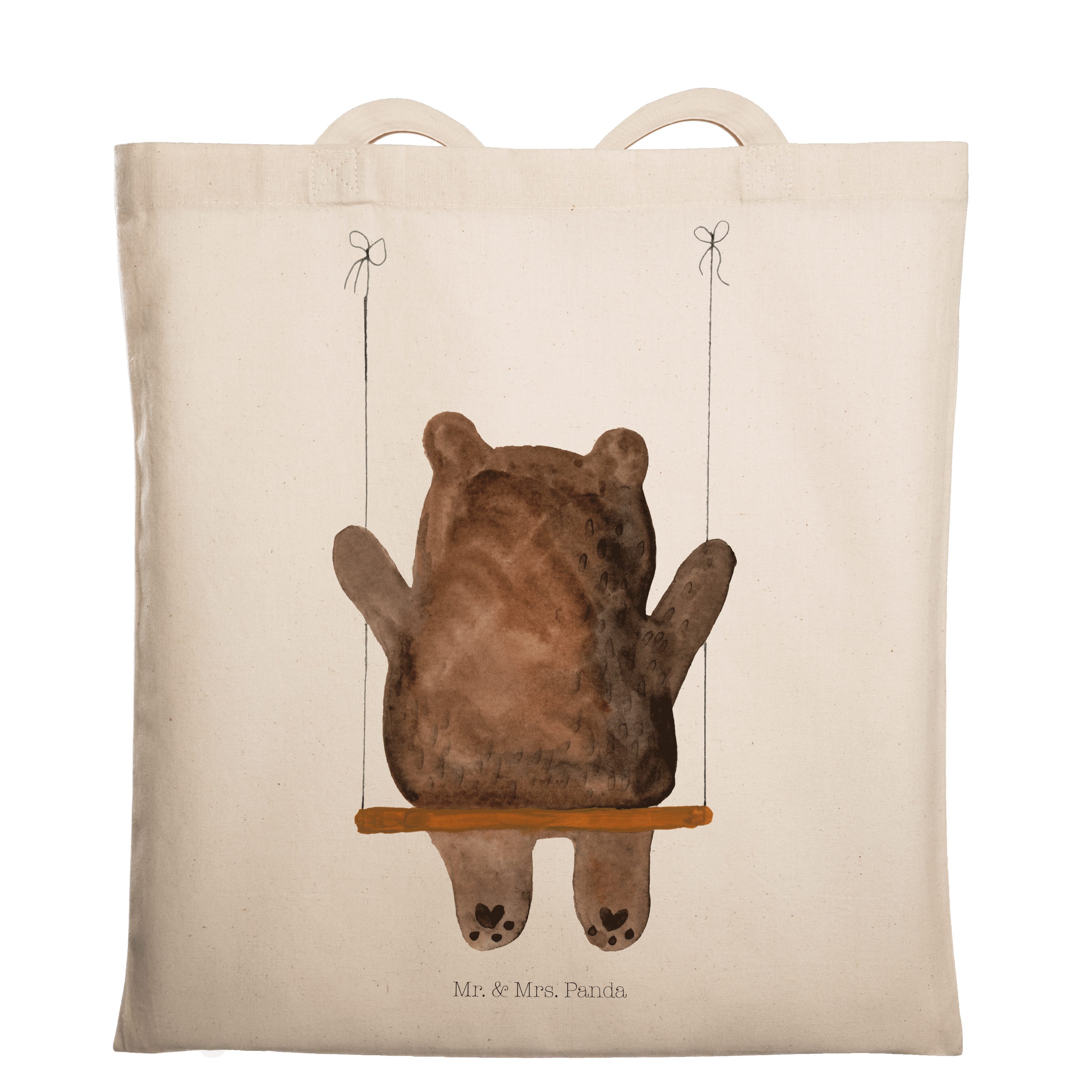 Mr. & Mrs. Panda Tragetasche Bär Schaukel - Transparent - Geschenk, Einkaufstasche, Beuteltasche, (1-tlg) | Canvas-Taschen