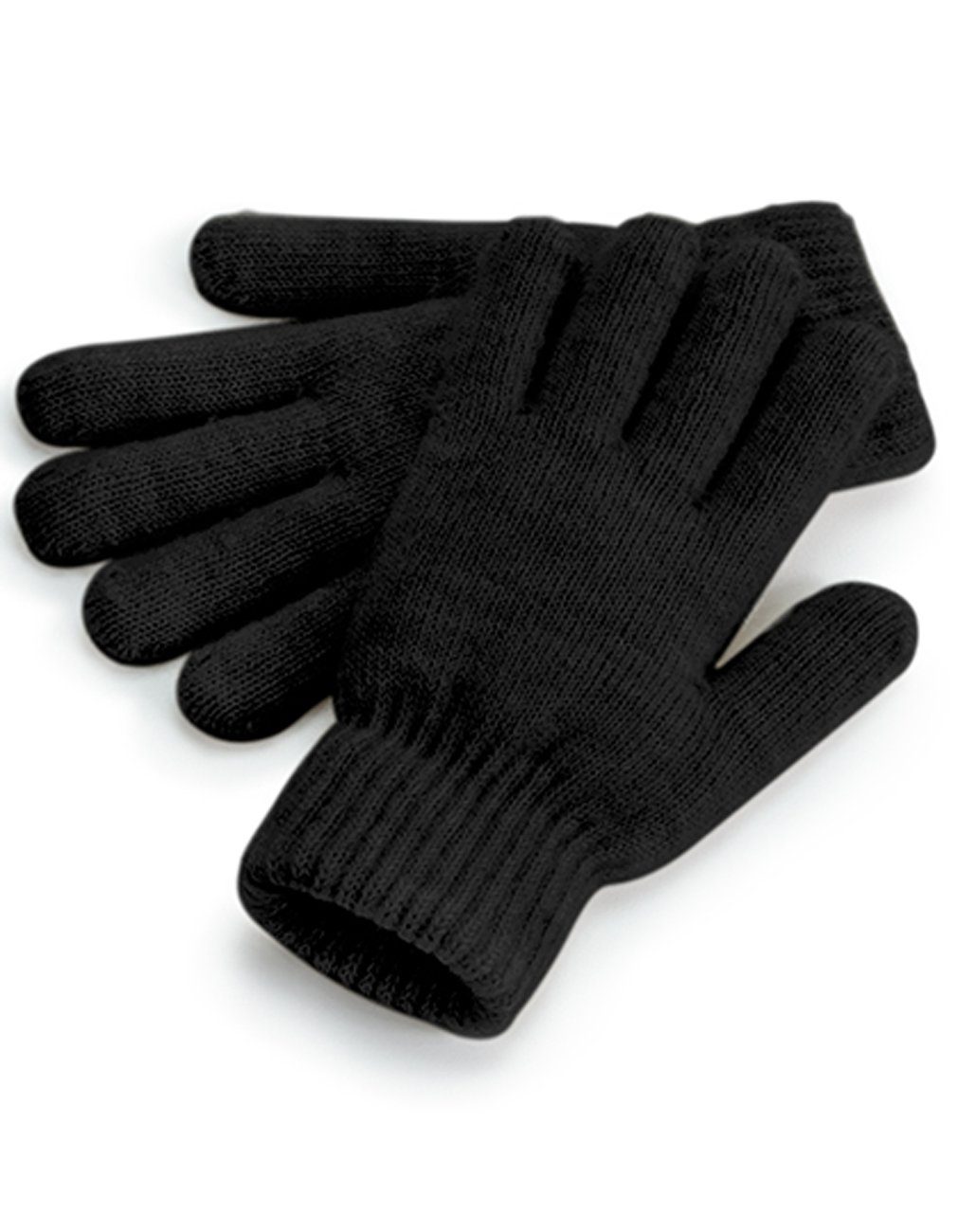 Damen Winterhandschuhe Strickhandschuhe Schwarz Warme / Handschuhe / Gerippter Ärmelabschluss Beechfield® Strickhandschuhe