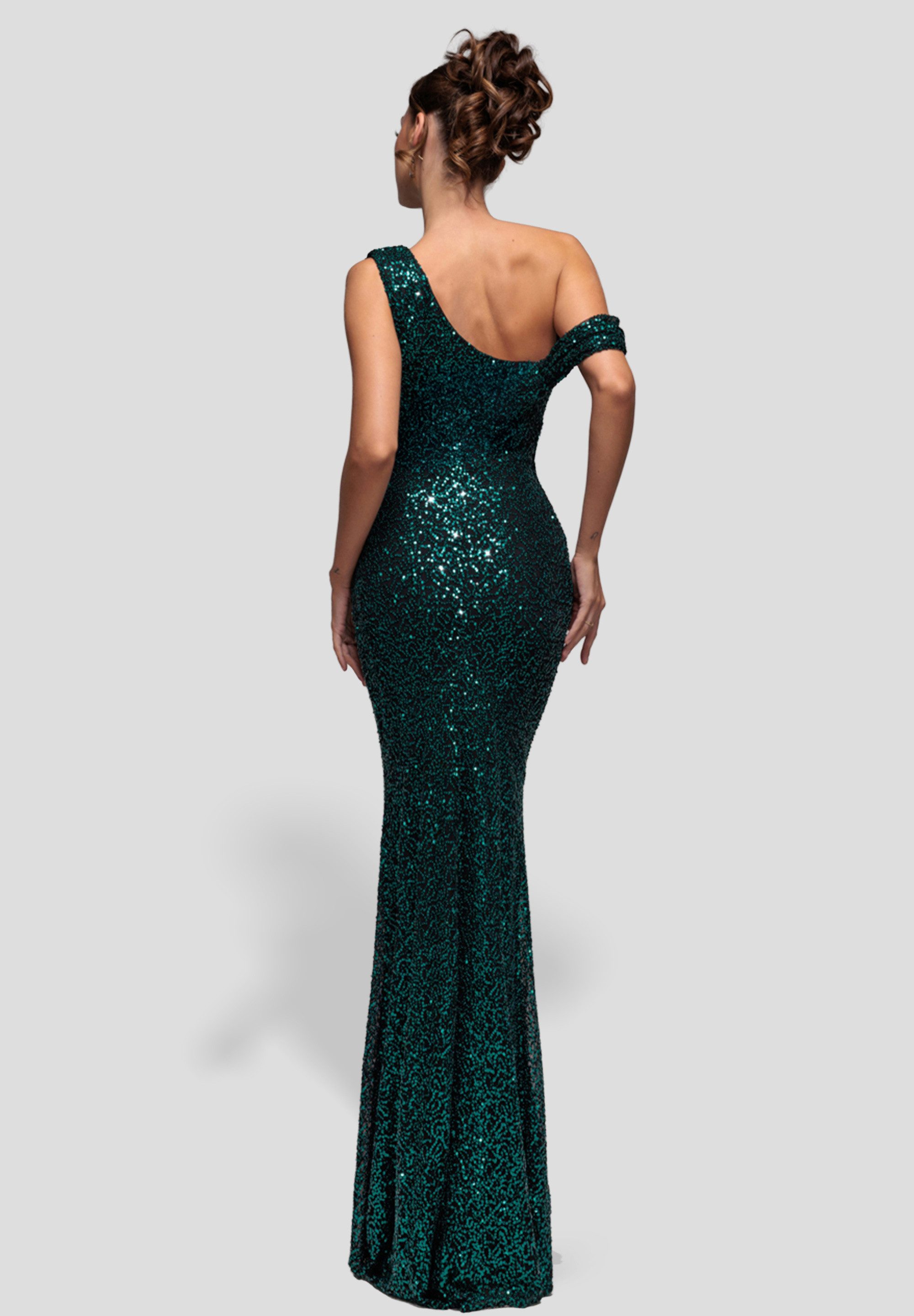 Goddiva Maxikleid Sequin Cowl One Shoulder Maxi Dress Langes Kleid