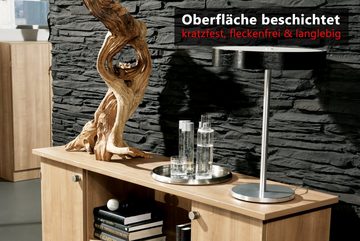 bümö Sideboard office Sideboard mit 2 Schübe & 2 Türen, Dekor: Buche/Silber - Griffe: Relinggriff (Kunststoff)