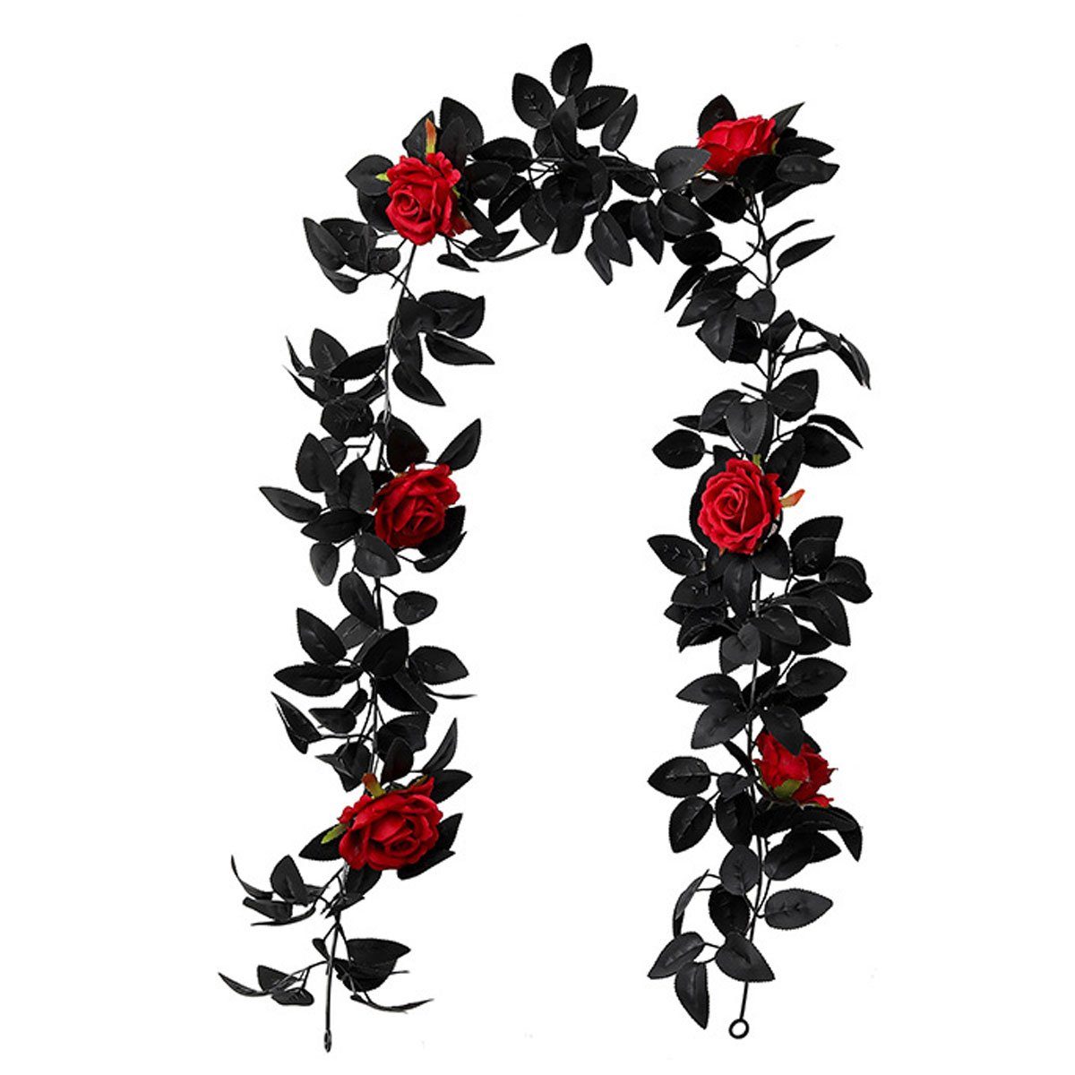 GelldG schwarze Künstliche Rosenranke, künstliche Rosenranke, Kunstblumenstrauß schwarz(Stil2)