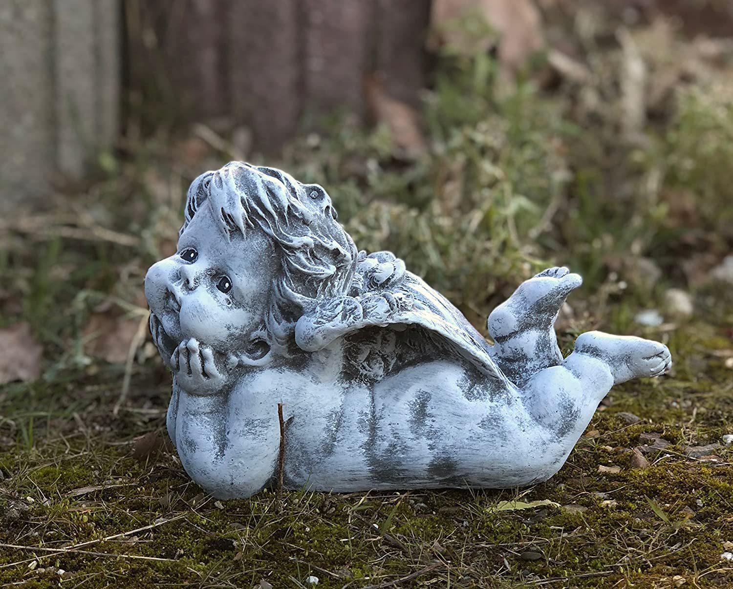 Stone and Style Engelfigur Frostfeste Steinfigur Engel auf Bauch liegend