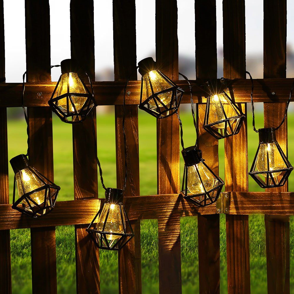 Lichterkette LED etc-shop Leuchtmittel Dekolicht, Warmweiß, LED Laterne Gartenlampe Terrasse inklusive, Außenleuchte Käfig