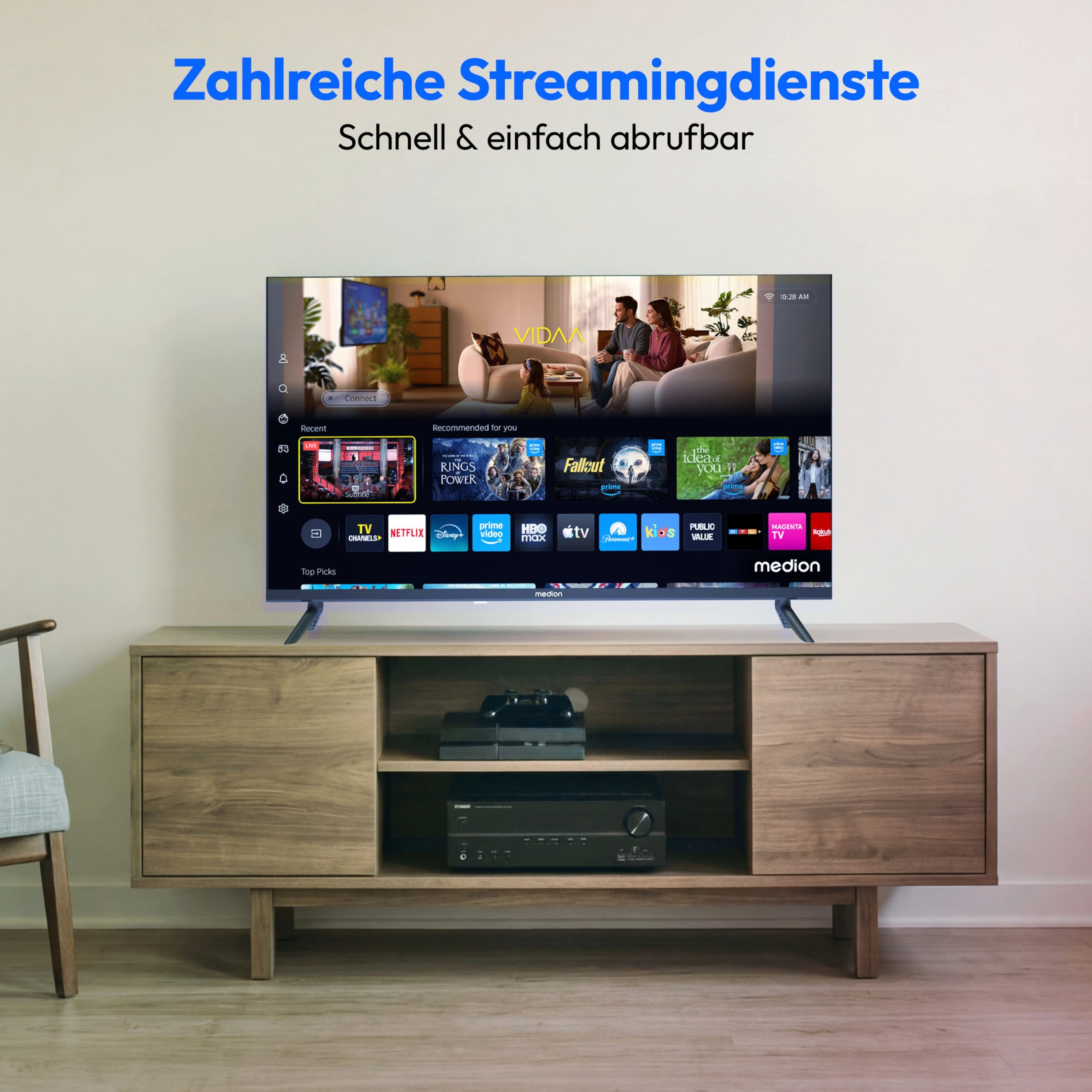 Medion® MD832102 LCD-LED Fernseher (80 cm/32 Zoll, 1080p Full HD, Smart-TV, Netflix, HBO Max, Prime Video, Disney+, Magenta TV, AppleTV, WOW)