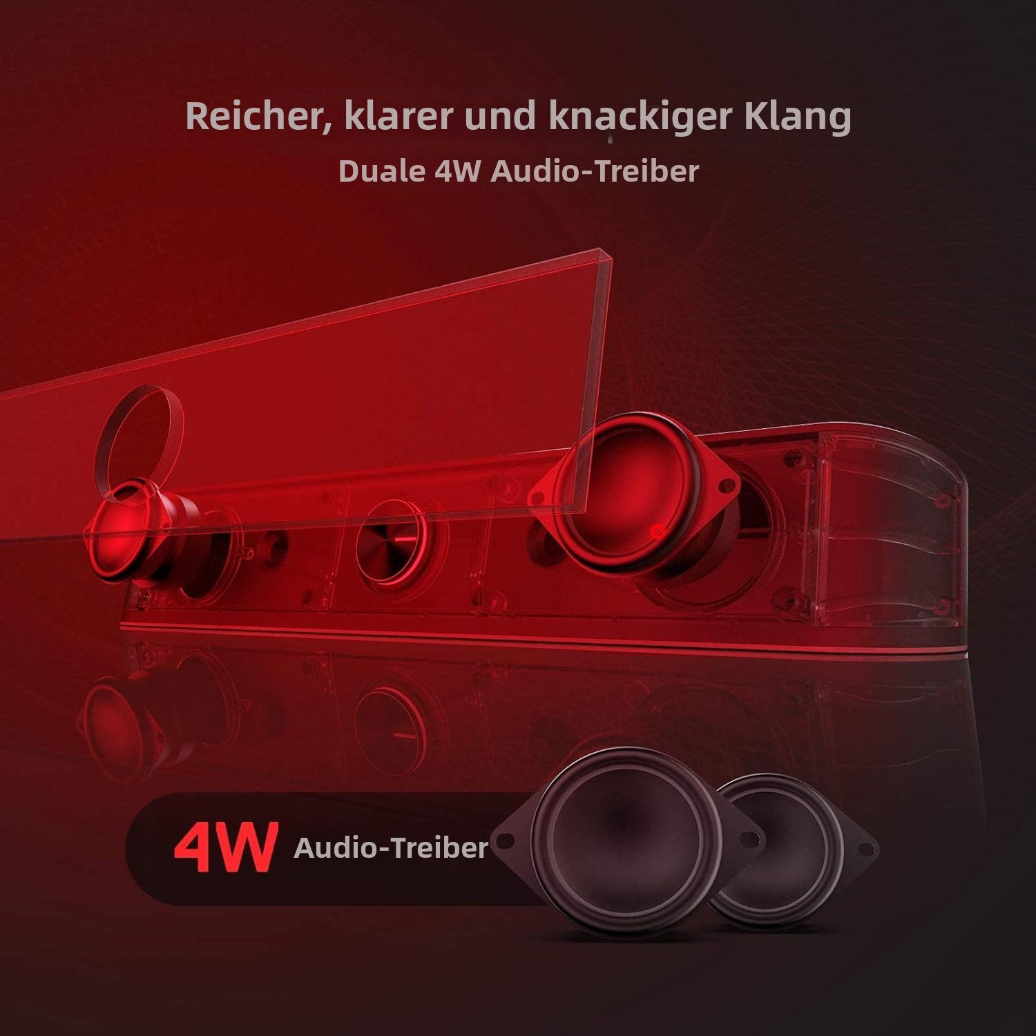 Redragon GS560 RGB Soundbar Schwarz – Satter Klang Soundbar (4 LED-Modi & Plug & Play via 3,5mm+USB für PC/TV/Laptop)