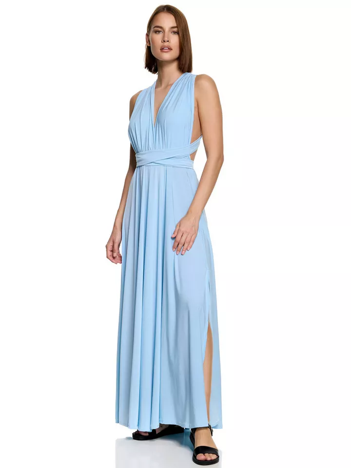 Worldclassca Abendkleid Worldclassca Abendkleid Partykleid Lang mit Schlitz Sommerkleid Maxikleid Cocktailkleid Wickelkleid Elegant Schulterfrei Ärmellos