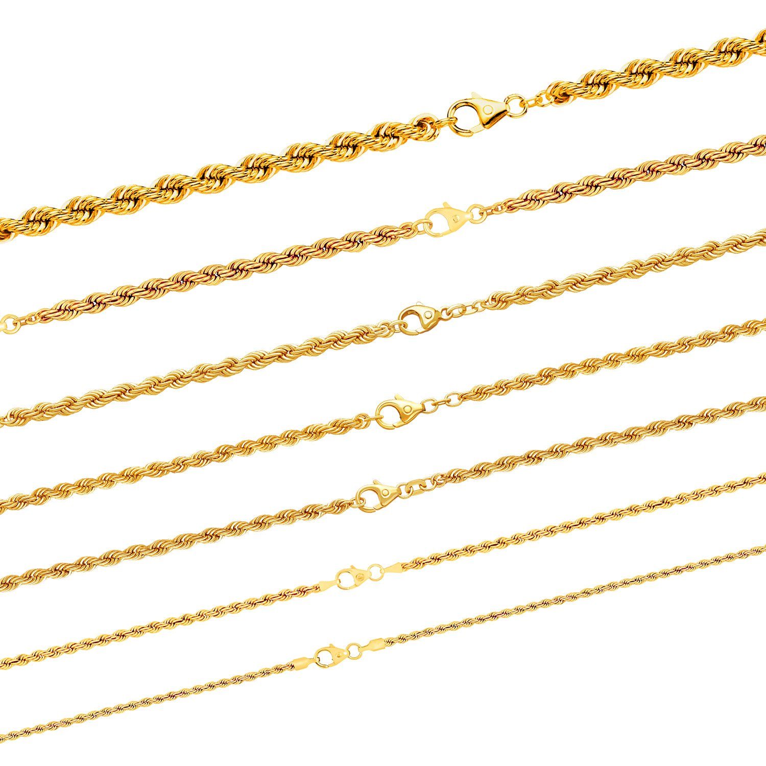HOPLO Goldkette Goldkette Kordelkette Länge 45cm - Breite 3,2 mm - 585 - 14 Karat Gold, Made in Germany