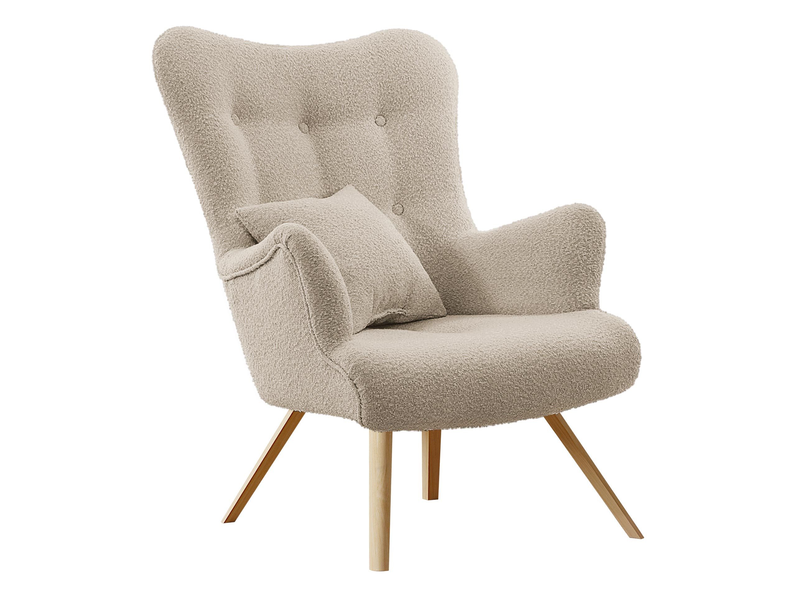 MIRJAN24 Sessel Skand Boucle (mit Wellenfeder), mit Kissen, Freistehender, skandinavischen Stil
