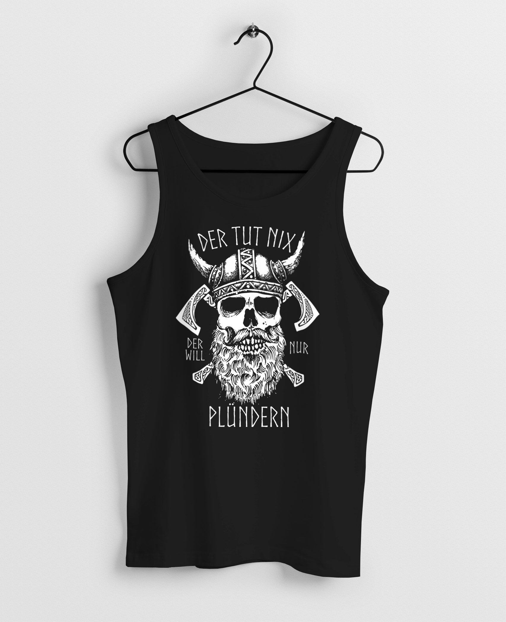 MoonWorks Tanktop Herren Tanktop Totenkopf Spruch Der tut nix der will nur plündern mit Print