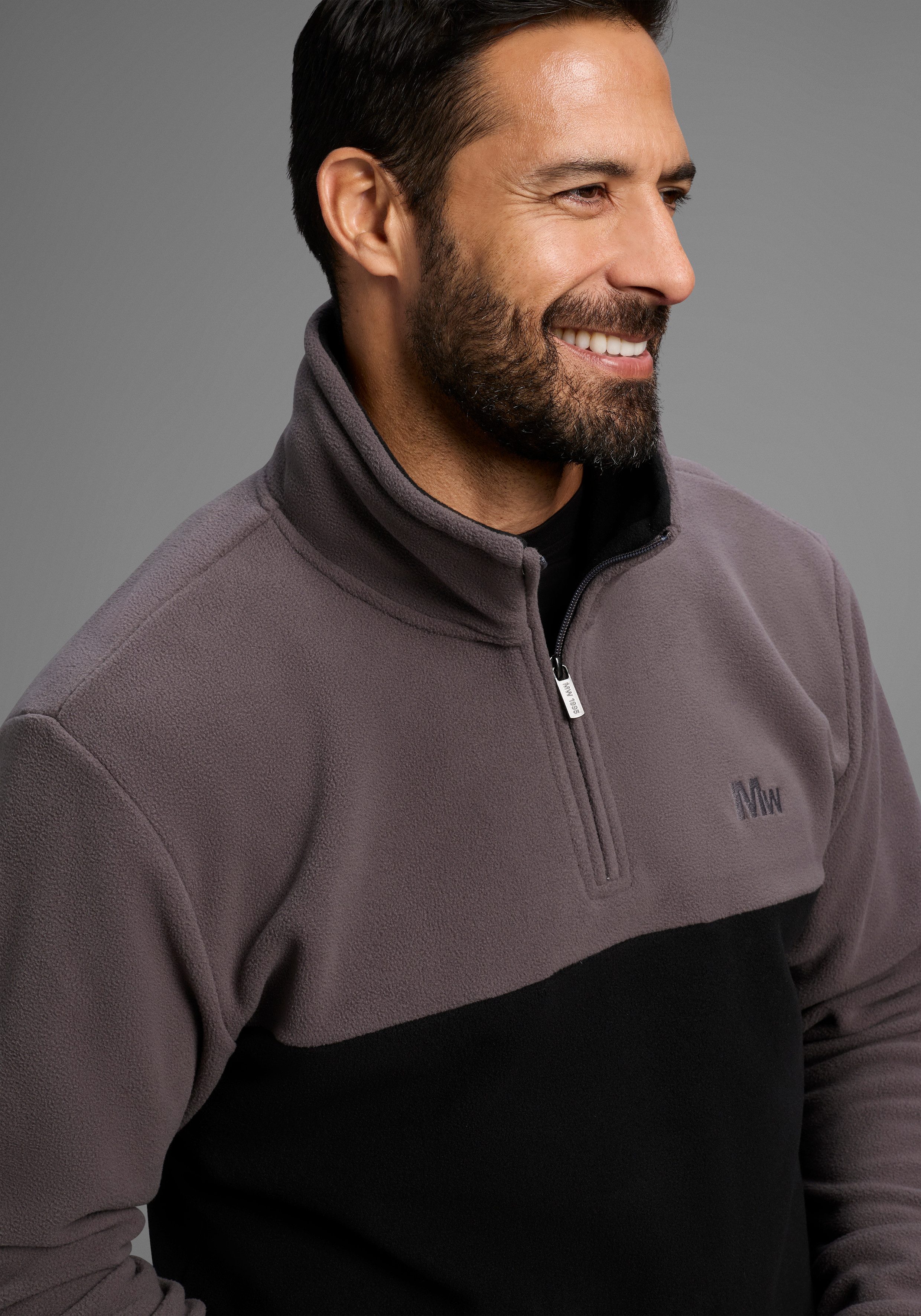 Man's World Fleecepullover Troyer mit Kontrast-Part, ideal für den Übergang