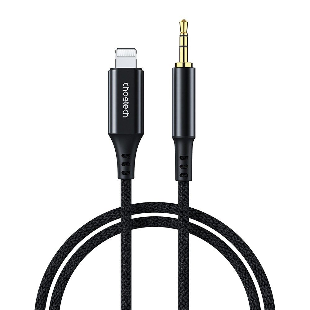 Choetech Lightning-Kabel Klinkenkabel Verbindungskabel Audio-Kabel, Lightning-Stecker, Klinkenstecker 3,5 mm, (1.0 cm), Lightning-Stecker, Nylongeflecht, vergoldete Kontakte