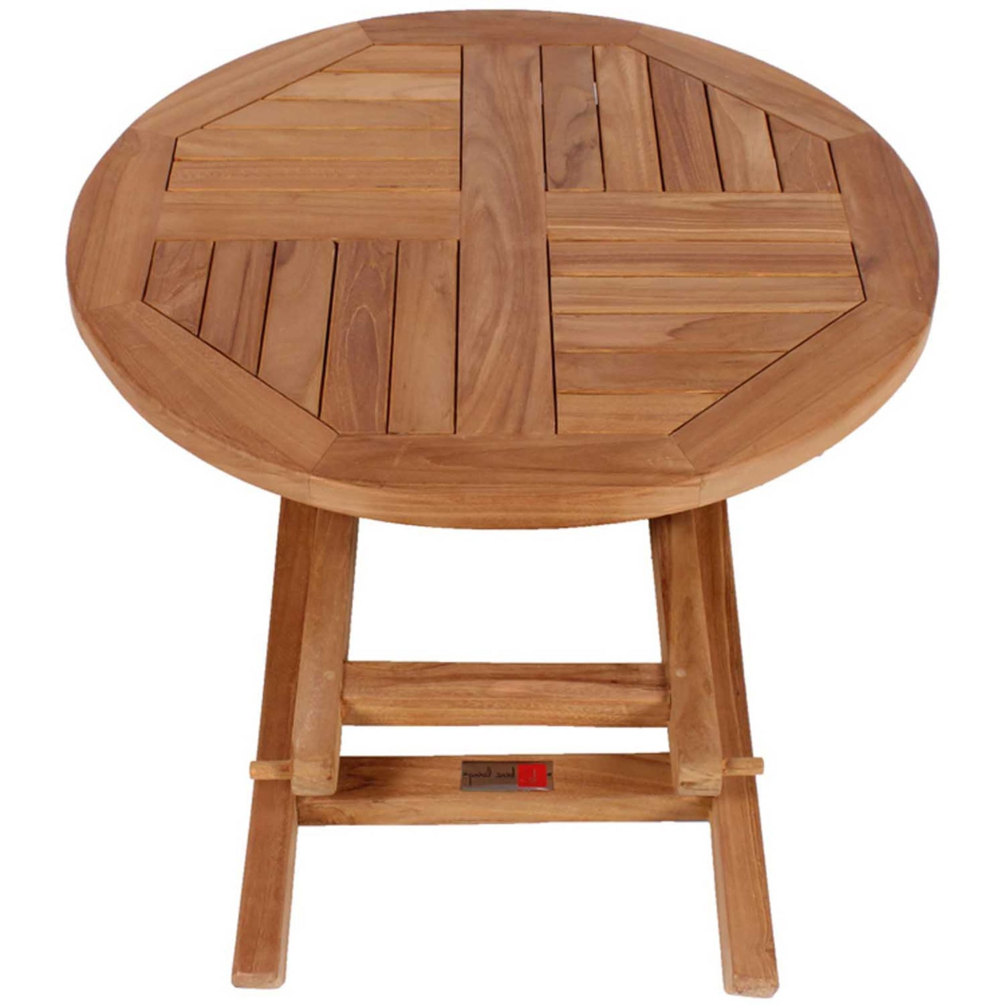 MR.DEKO Gartentisch Klapptisch Sutton Teak rund Ø70 cm Garten Tisch klappbar Balkontisch (Ideal zu Deckchairs kombinierbar – für drinnen & draußen geeignet, 1-St), Plantagen-Teak Vollholz – wetterfest, vielseitig, leicht montierbar