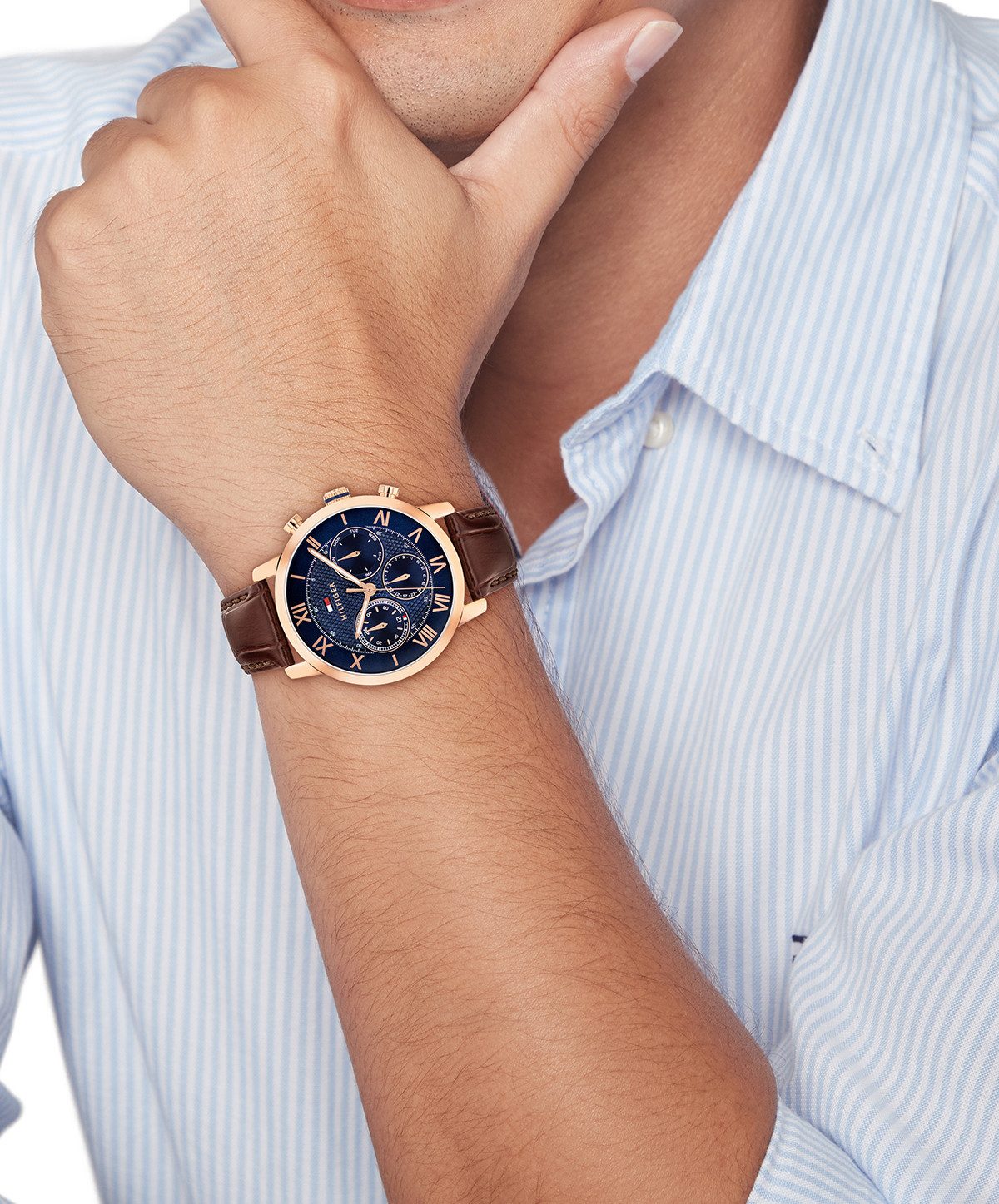 Tommy Hilfiger Multifunktionsuhr TH-OXFORD 1710727, Quarzuhr, Armbanduhr, Herrenuhr, Lederarmband, analog – Bild 4 von 4