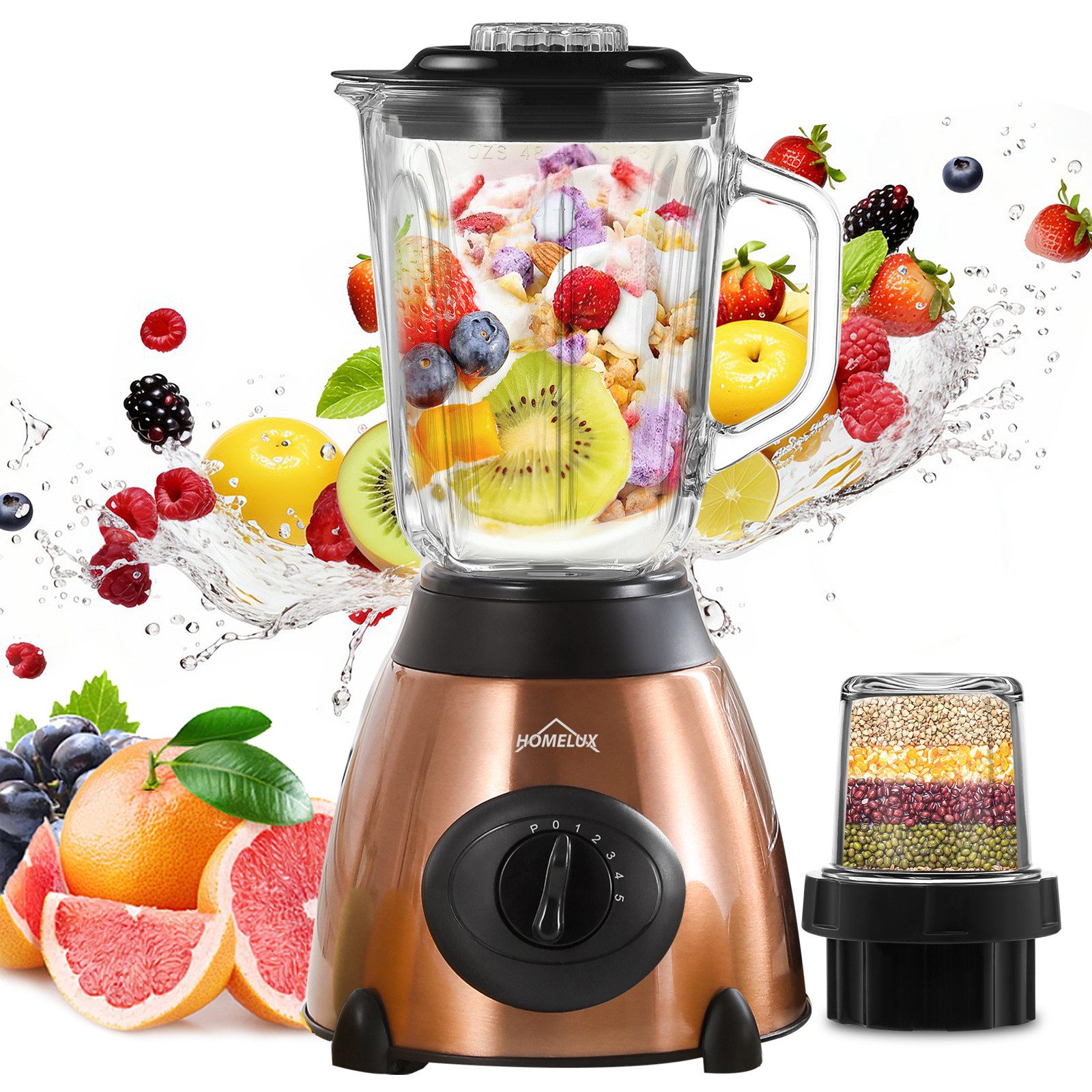 Professioneller Standmixer 6000W - 3-in-1 Küchenmaschine Mit 15 Stufen Für Smoothies & Mehr