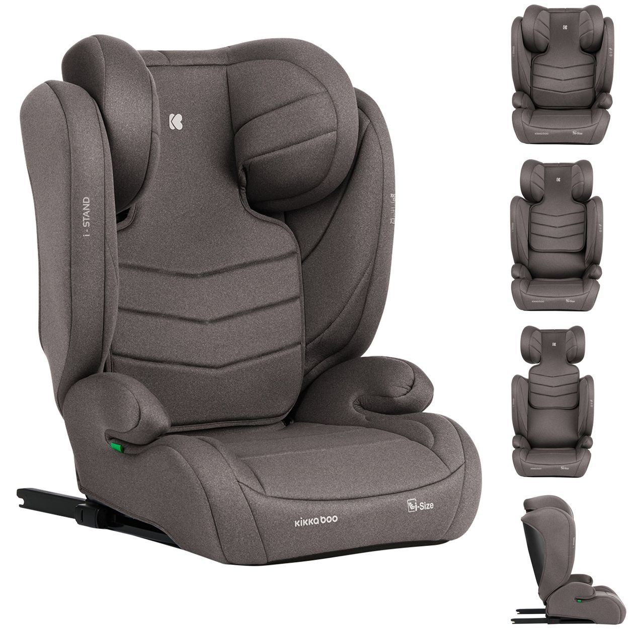Kikkaboo Kindersitzerhöhung Kindersitz i-Stand i-Size, ab: 4, bis: 12, (100 - 150 cm) Gruppe 2/3 verstellbar Isofix