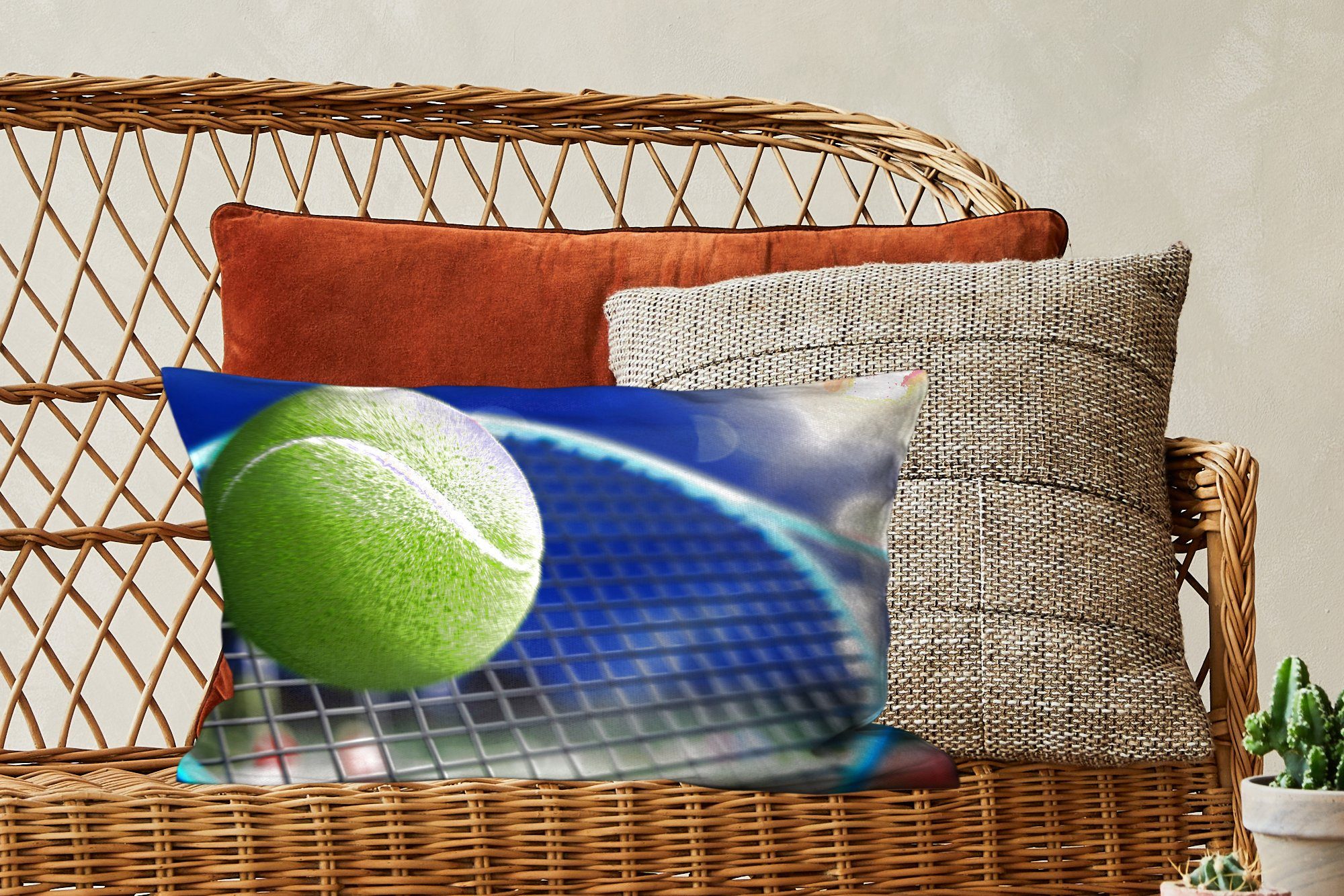 Schlafzimmer Zierkissen, den Dekokissen Dekokissen Ball, trifft Tennisschläger mit Füllung, MuchoWow Wohzimmer Dekoration,