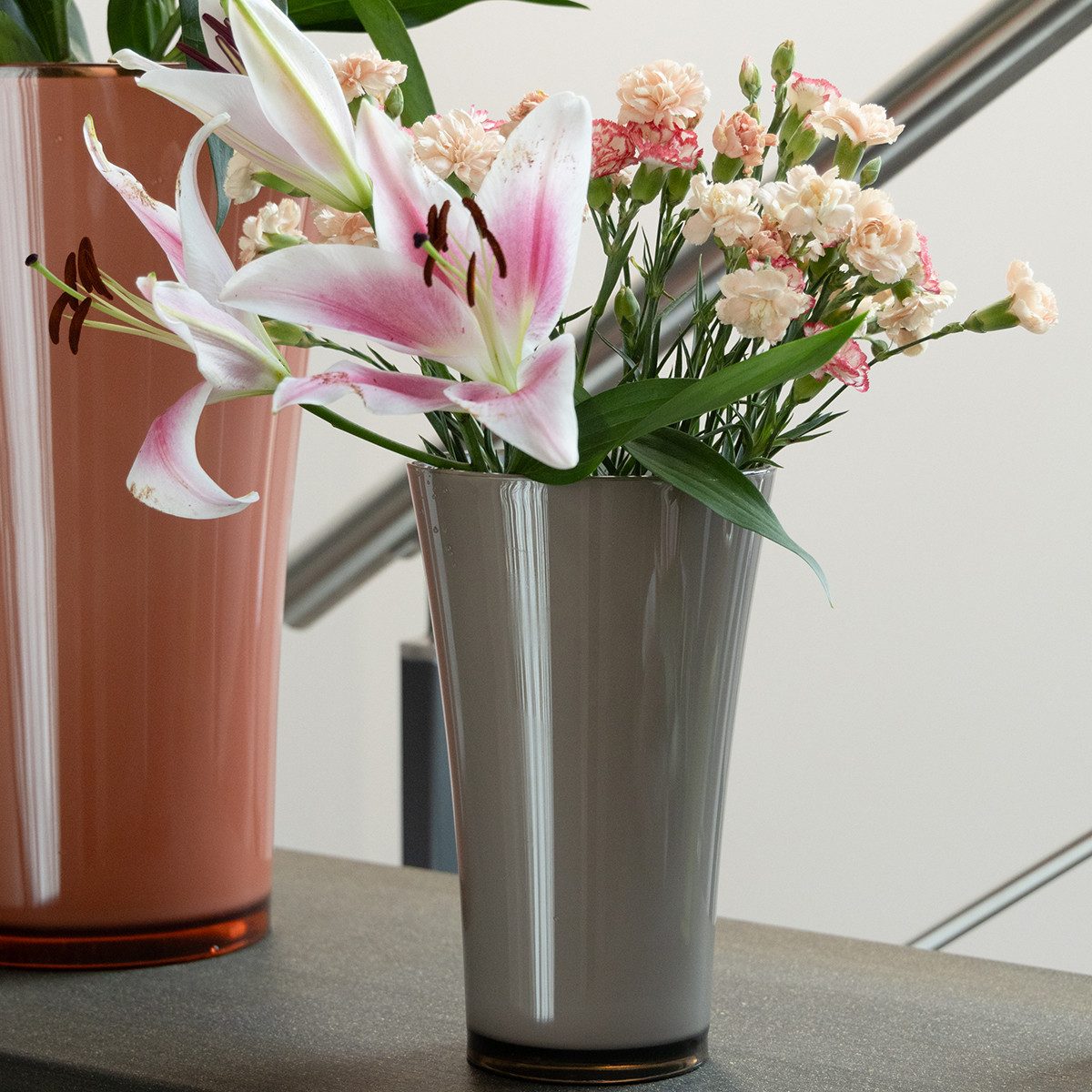 Florists Products Blumentopf Vase „Fizzy“ Ø16cm H27cm Platingrau Blumenvase Dekoration