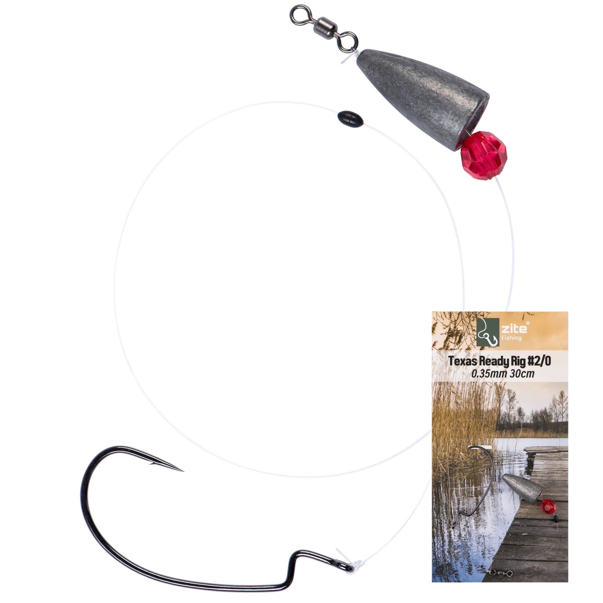 Offset-Haken Texas Ready Rig 2 Gr. #1 & #2/0 Finesse Fertigmontage Raubfisch Angeln