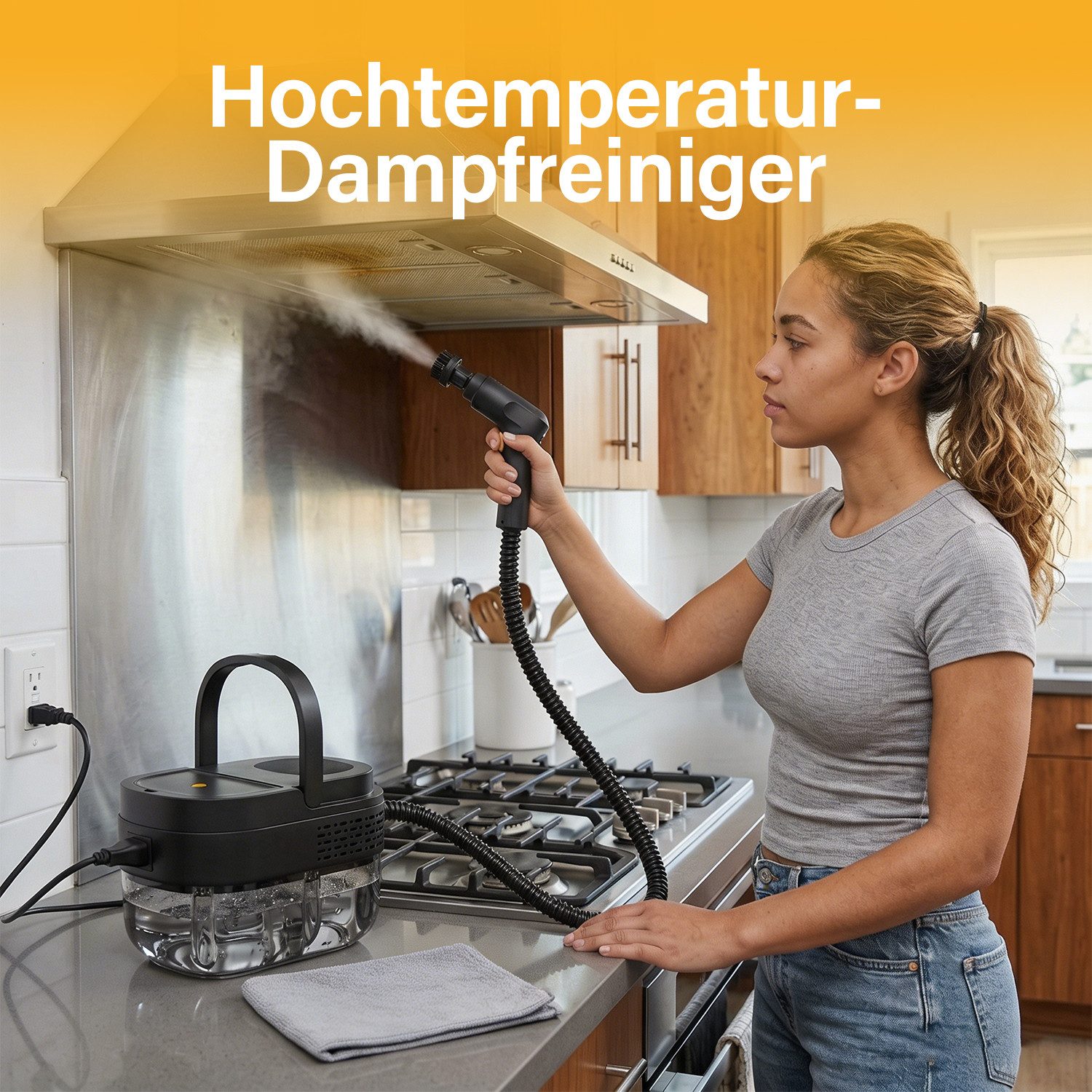 AKKEE Dampfreiniger Handdampfreiniger 2500W, Küchenreiniger, tragbarer Reiniger, 2500 W, mit 1600-ml-Wassertank