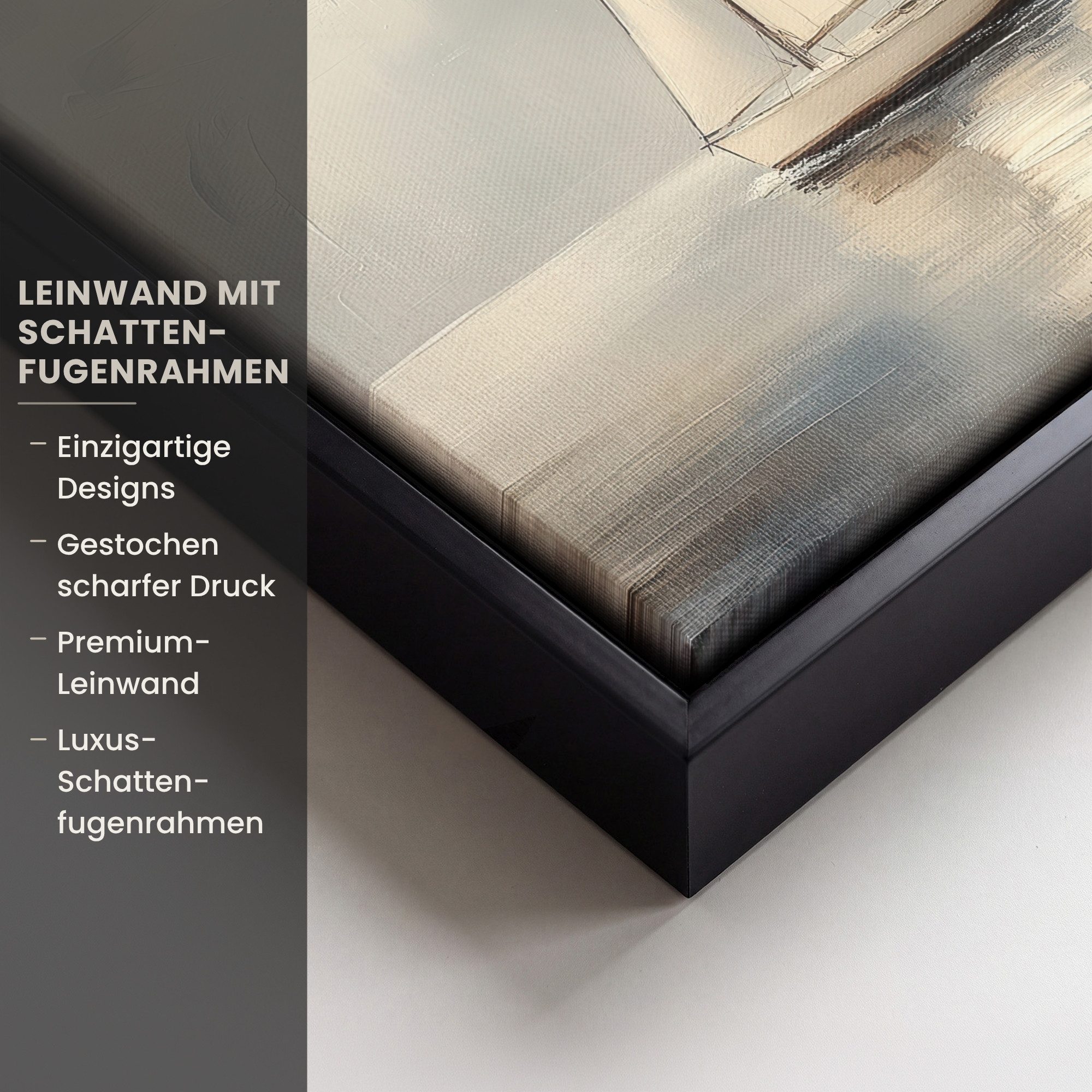 OneMillionCanvasses® Leinwandbild mit Rahmen - Segelschiff - Meer - Bewölkt, Fotodruck (1 St), Leinwand Bilder Klein, Wand Dekoration Aesthetic 20x20cm – Bild 3 von 5