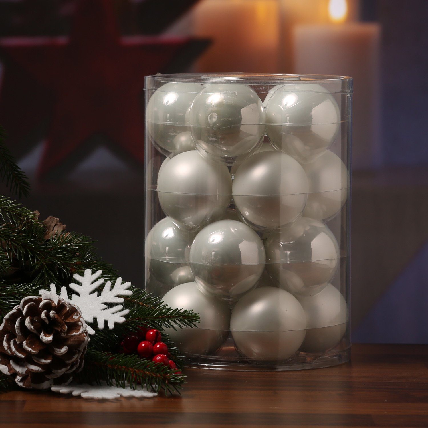 Weihnachtsbaumkugel (20 weiß glänzend Christbaumkugel matt Set D:6cm St) 20er Weihnachtskugel MARELIDA Glas