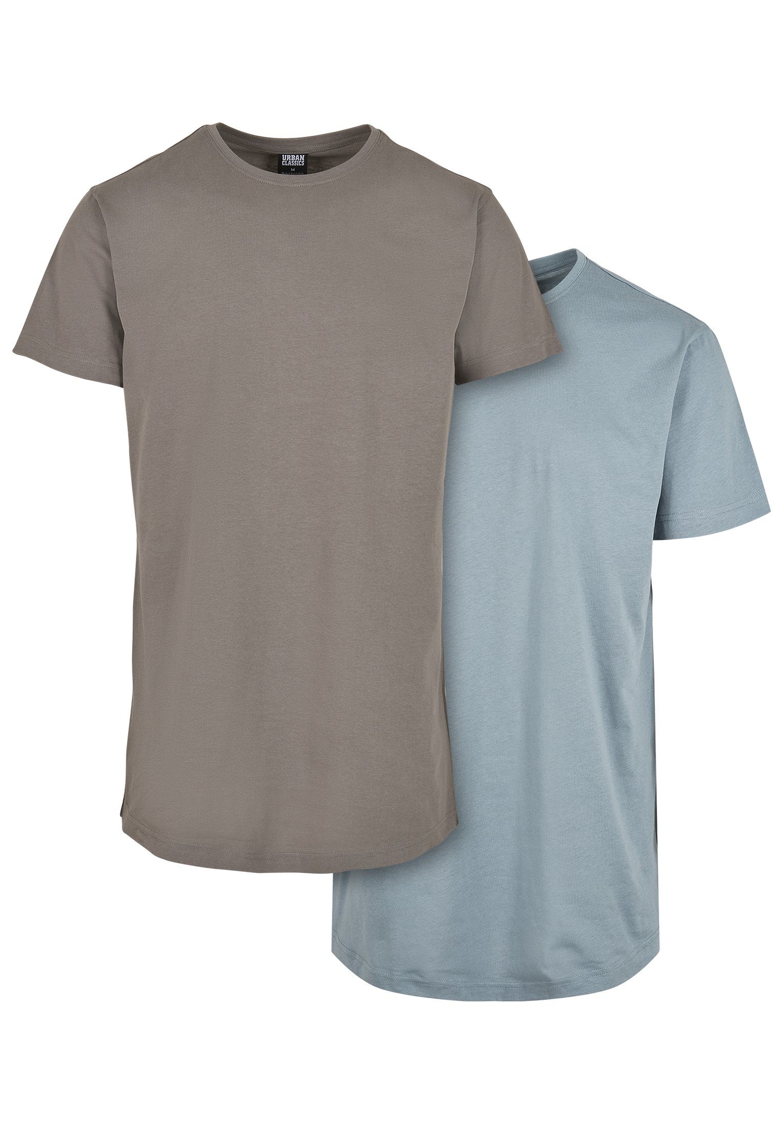 URBAN CLASSICS T-Shirt Herren Pre-Pack Shaped Long Tee 2-Pack (1-tlg) asphalt/dustyblue