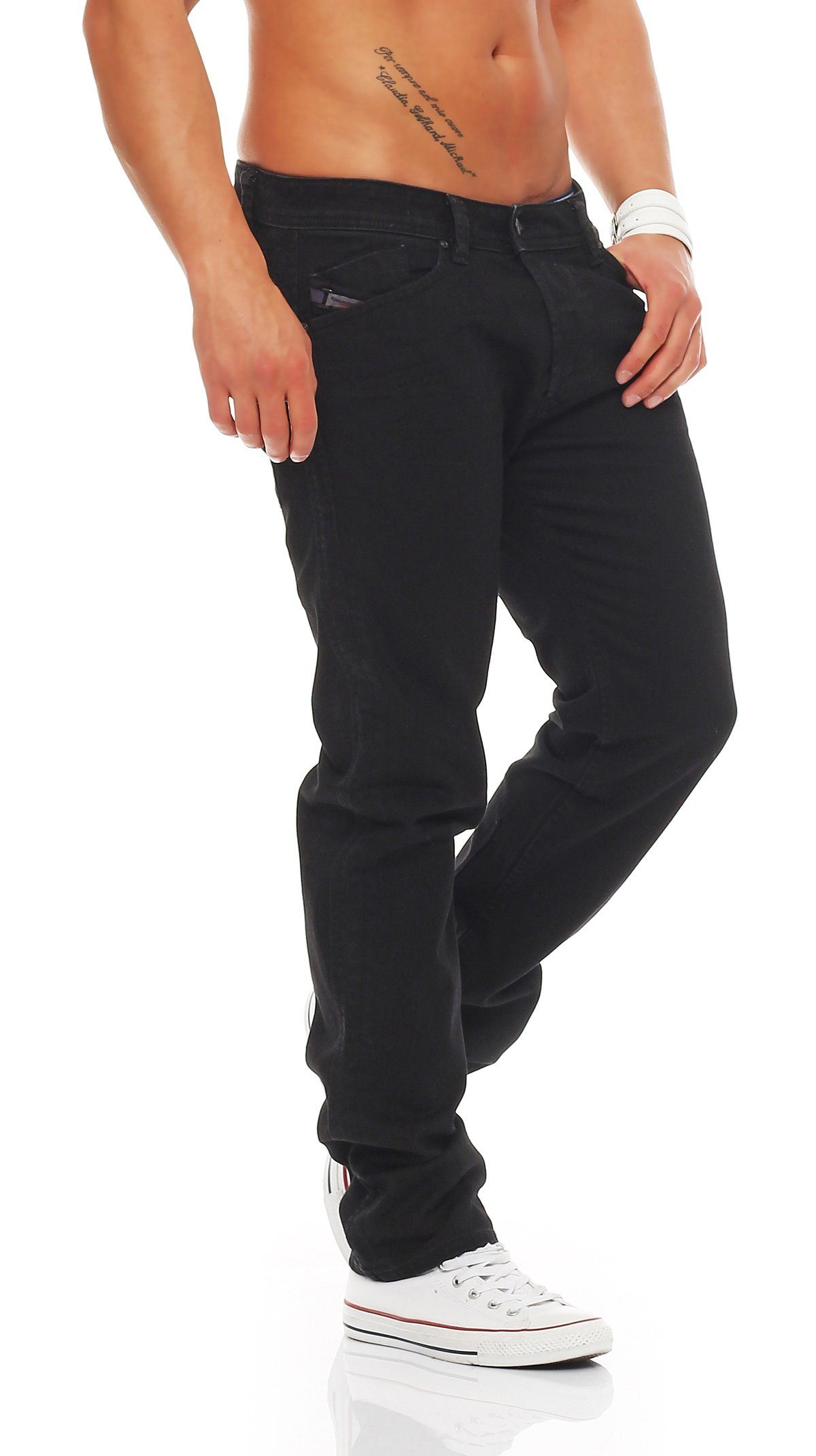 5-Pocket-Style, 0R4H6 mit Stretch L32, Größe: Schwarz, W28 Anteil Diesel Herren Straight-Jeans Darron