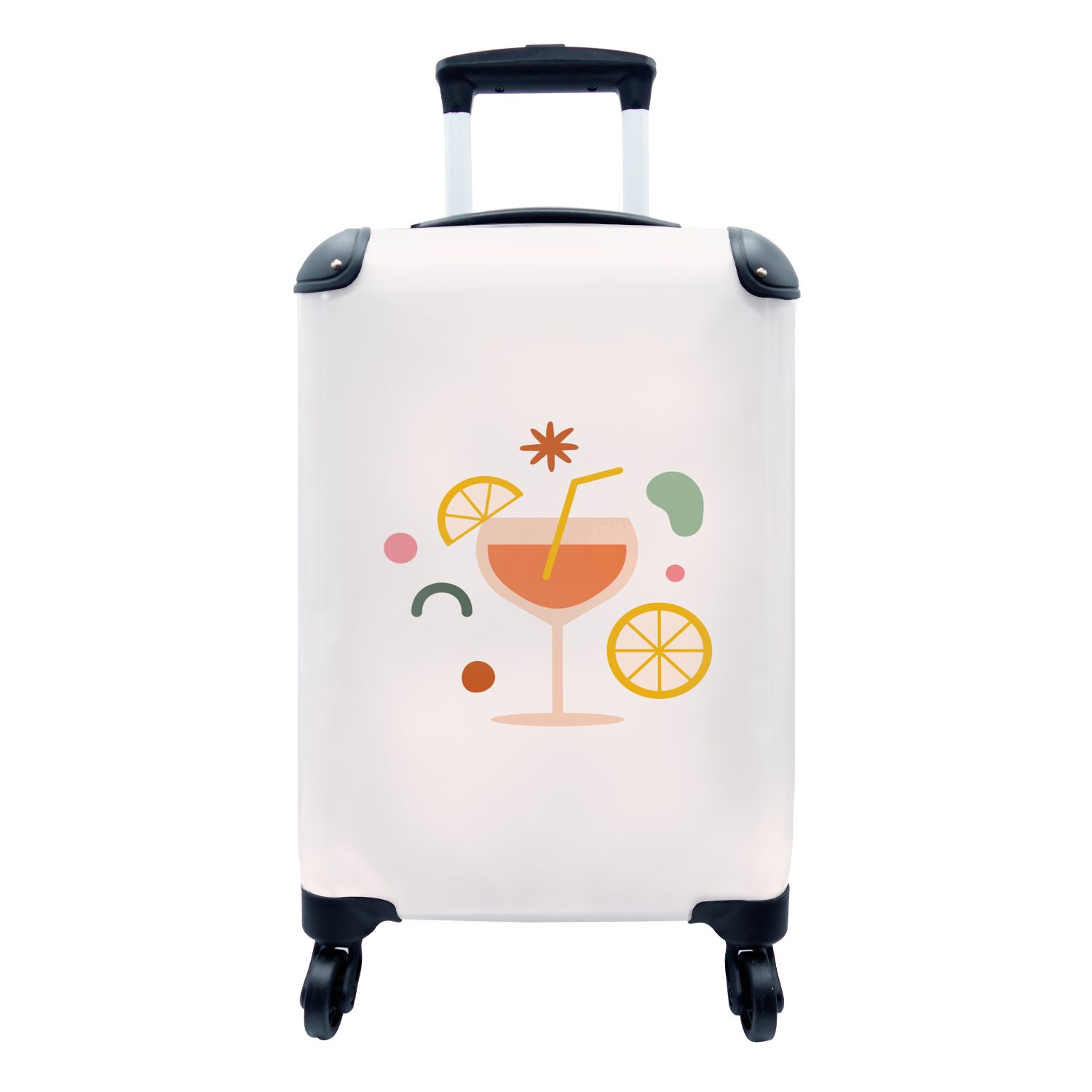 MuchoWow Handgepäckkoffer Cocktail - Sommer - Zitrusfrüchte, 4 Rollen, Reisetasche mit rollen, Handgepäck für Ferien, Trolley, Reisekoffer